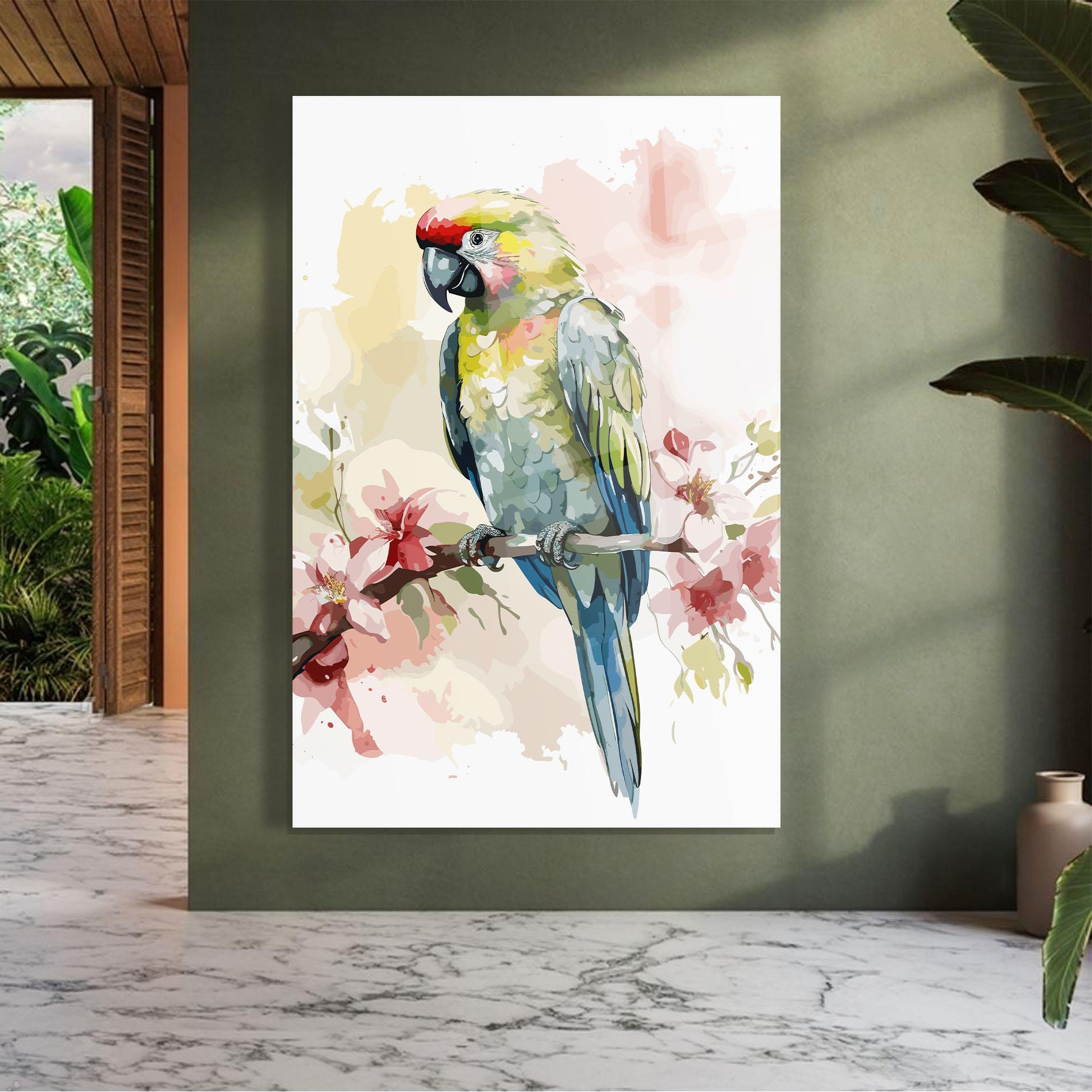 Стъклена картина Beautiful Parrot mockup 7