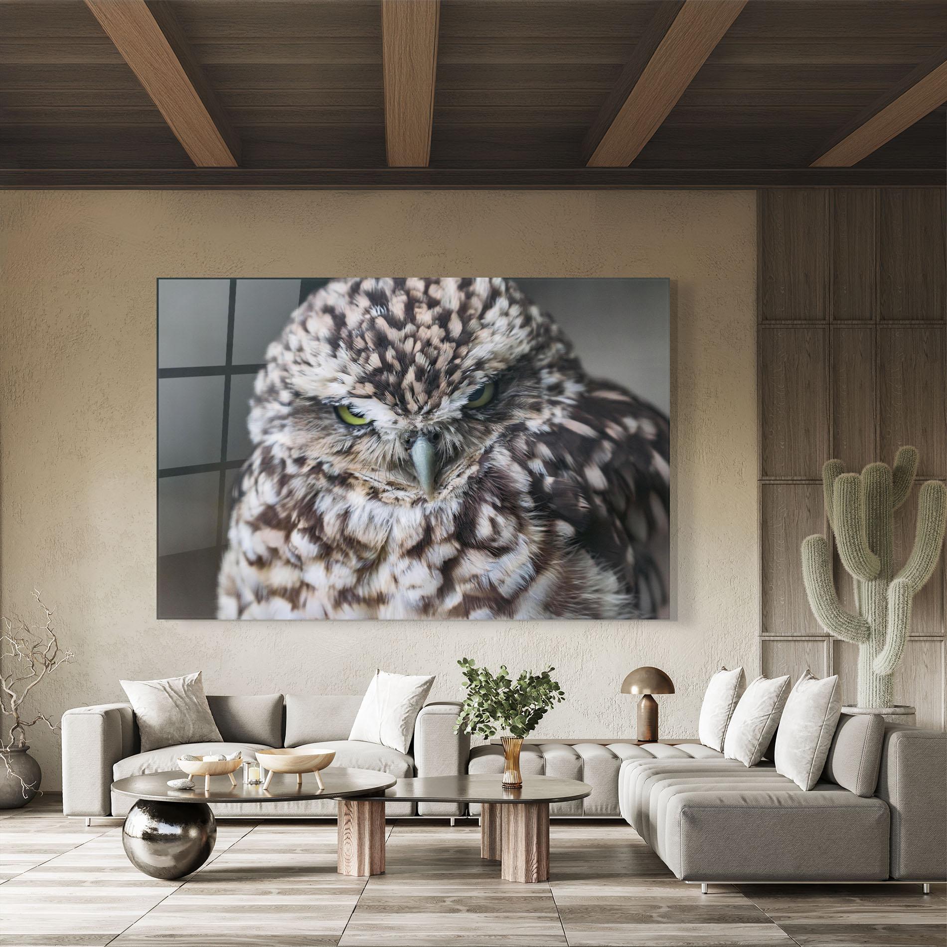 Стъклена картина Angry Little Owl mockup 8