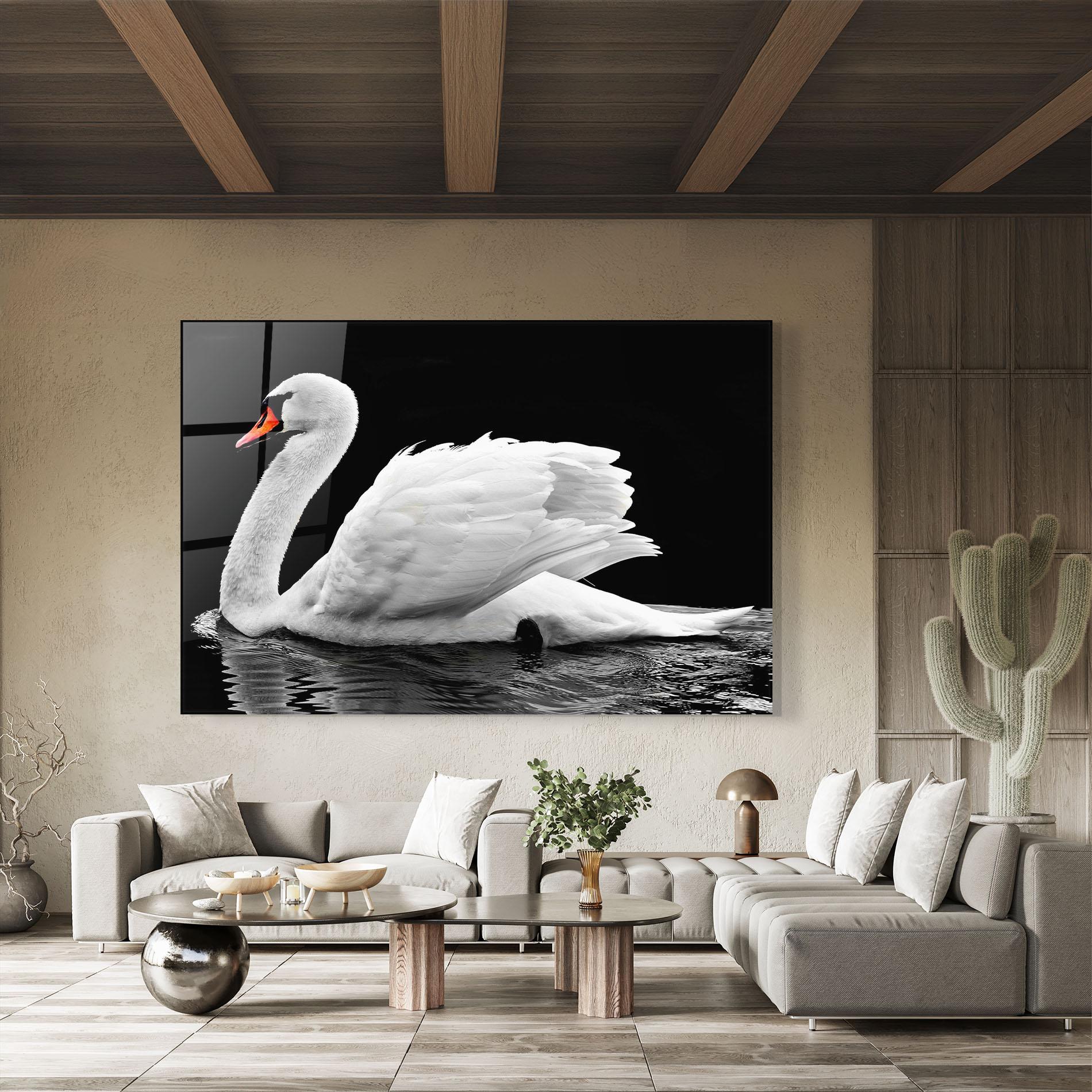 Стъклена картина Black And White Swan mockup 8