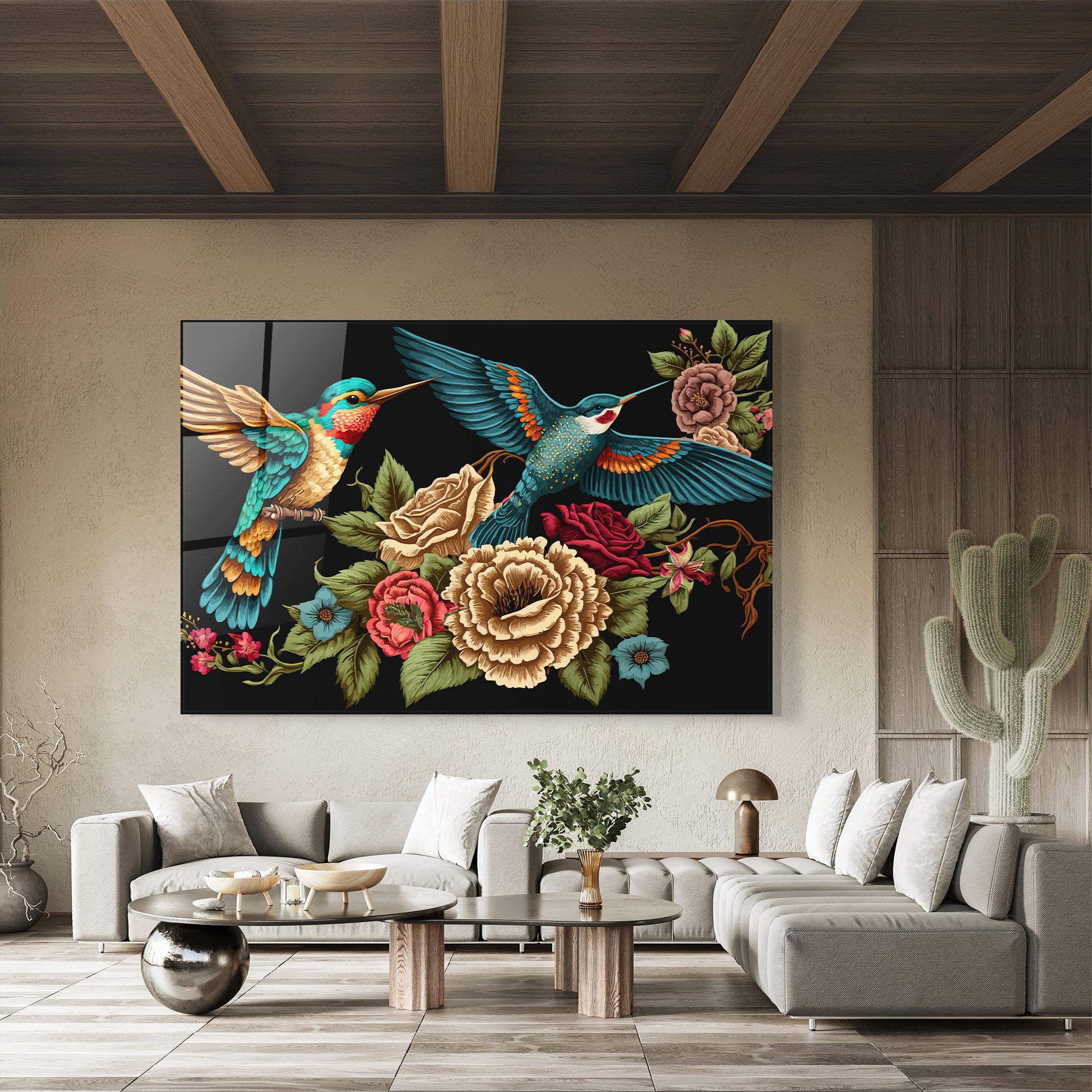 Стъклена картина Blue Birds mockup 8