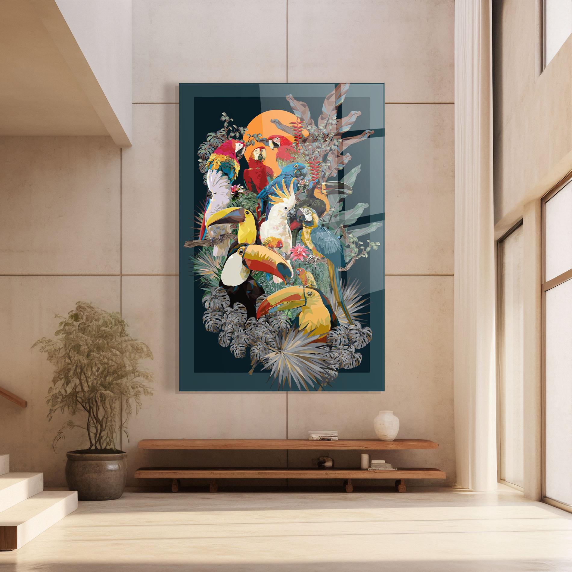 Стъклена картина Birds And Plants mockup 8