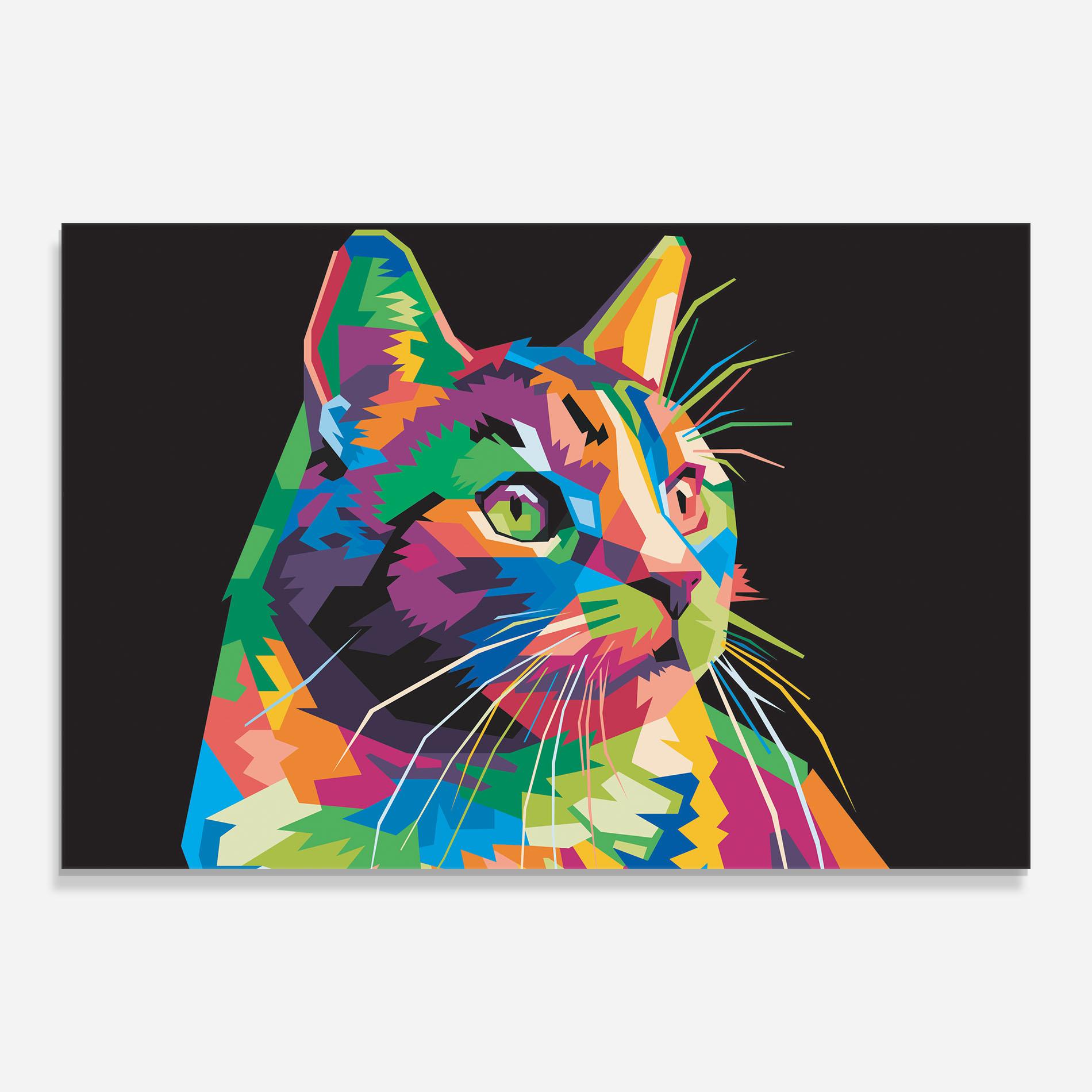 Стъклена картина Color Mix Cat mockup 0