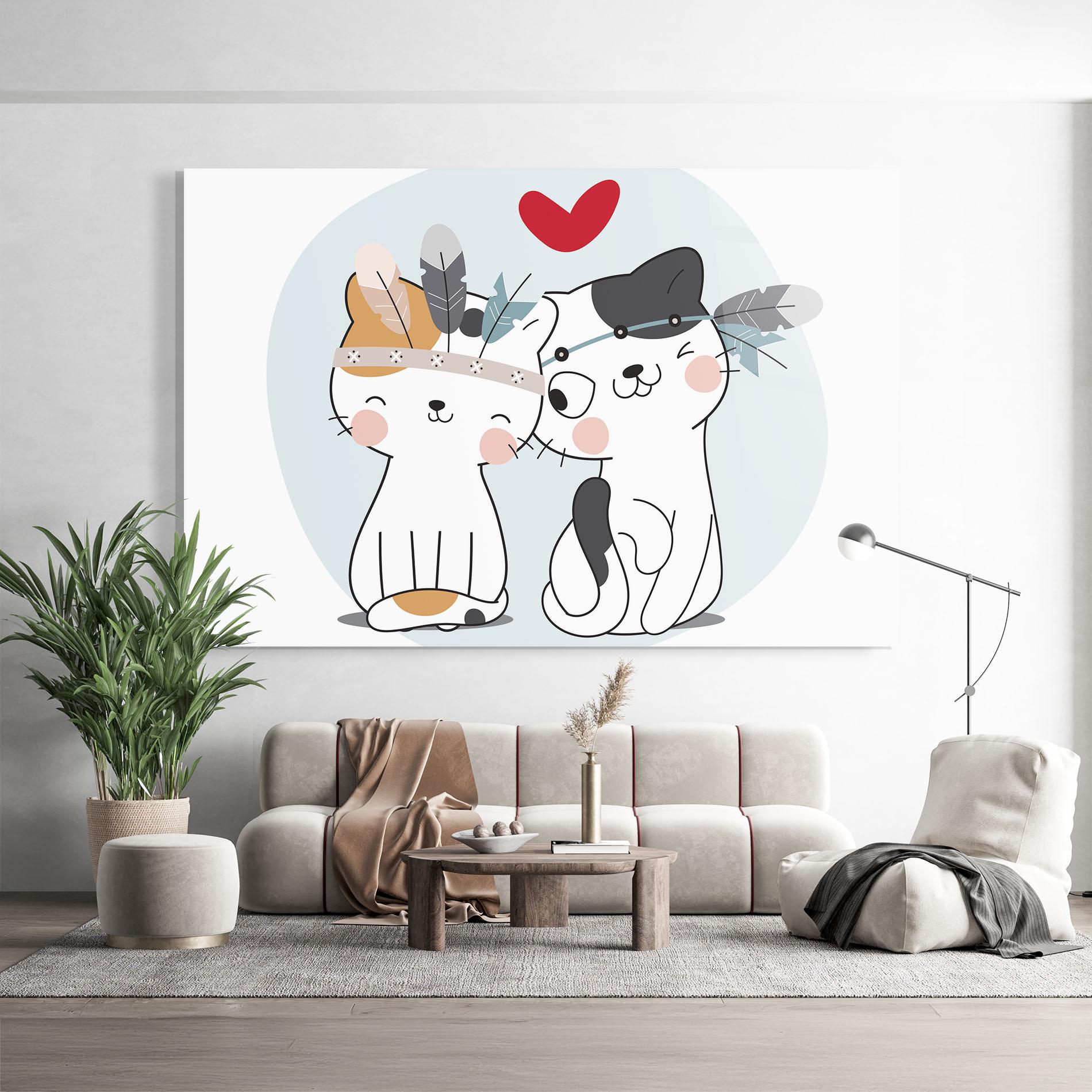 Стъклена картина Bff Cats mockup 9