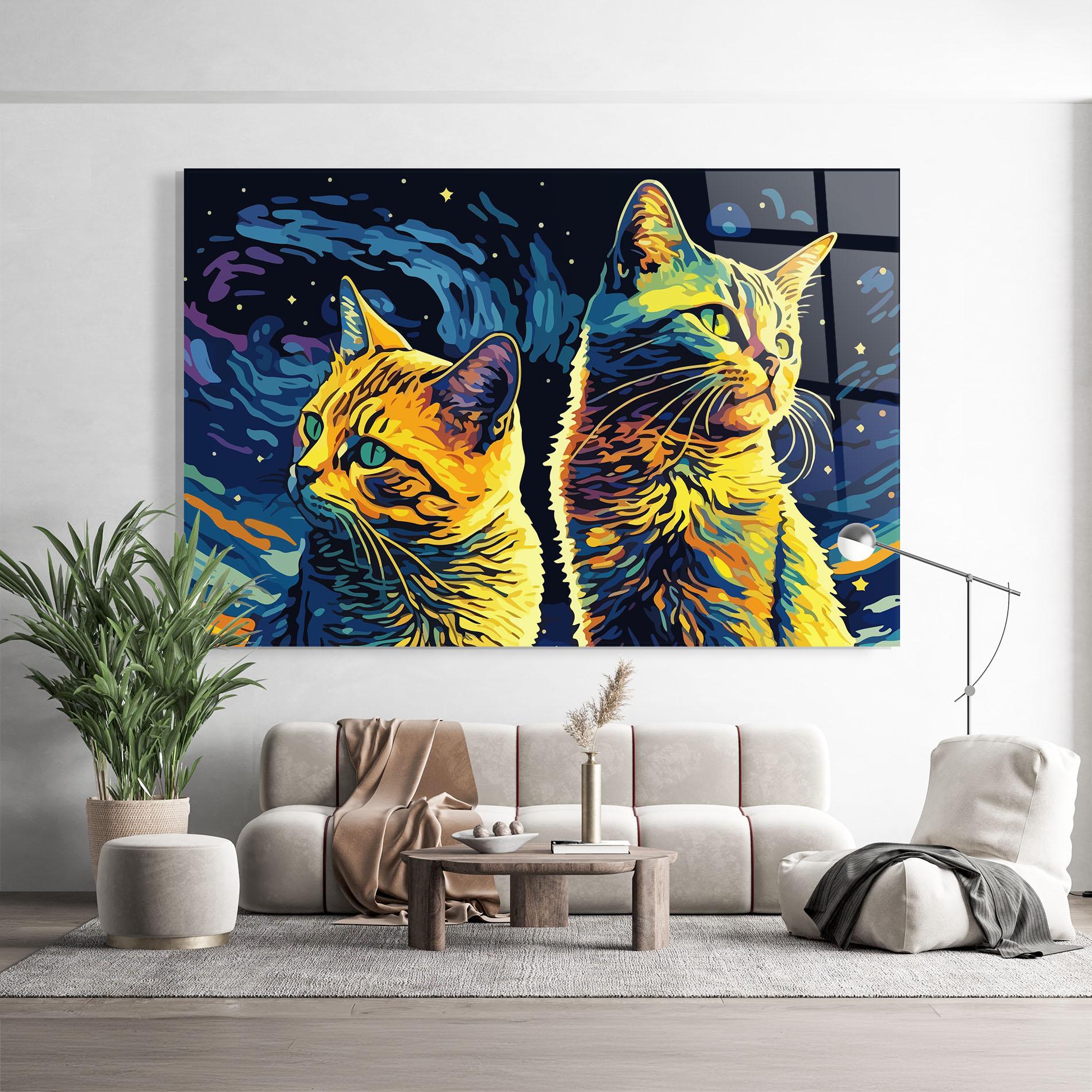 Стъклена картина Cat Painting mockup 9