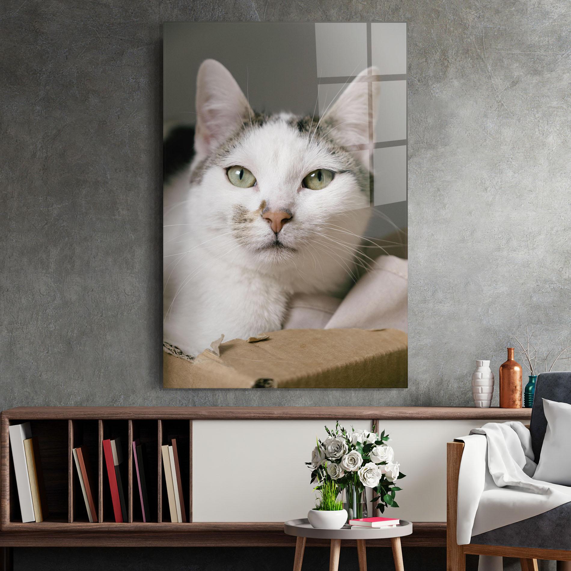 Стъклена картина Big Sleepy Cat mockup 2