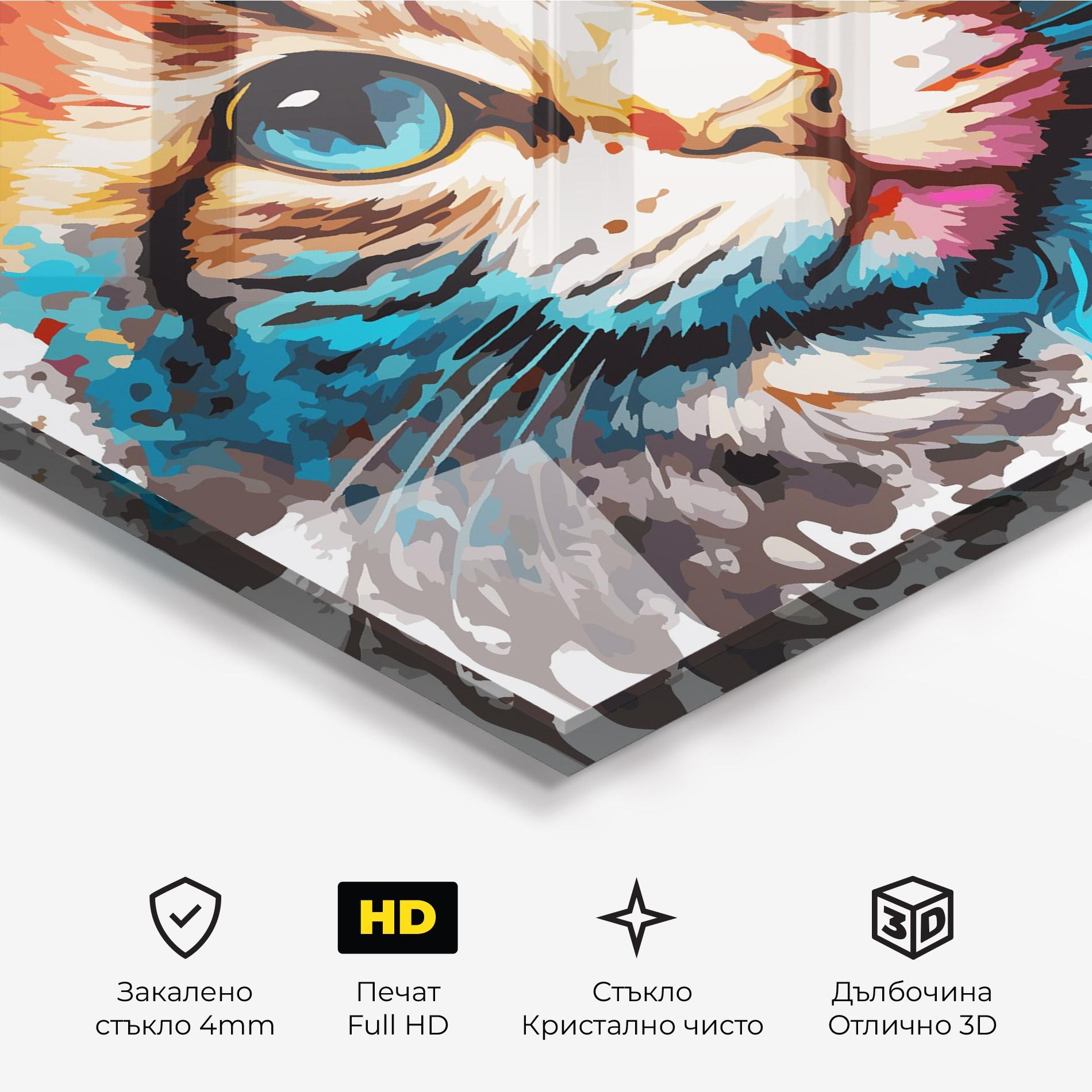 Стъклена картина Blue Eyes Cat mockup 3