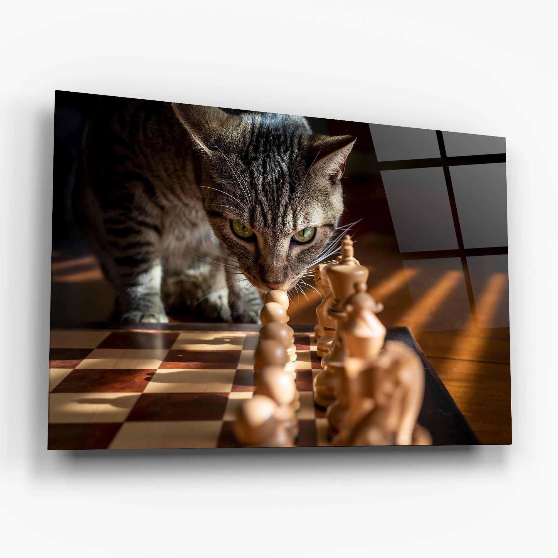 Стъклена картина Chess Cat mockup 6