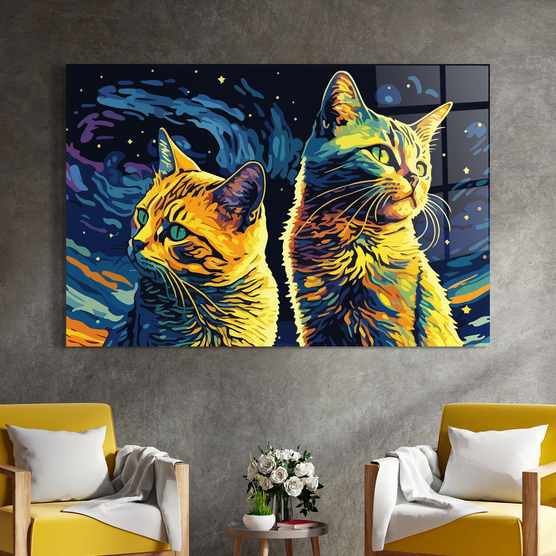 Стъклена картина Cat Painting mockup 4