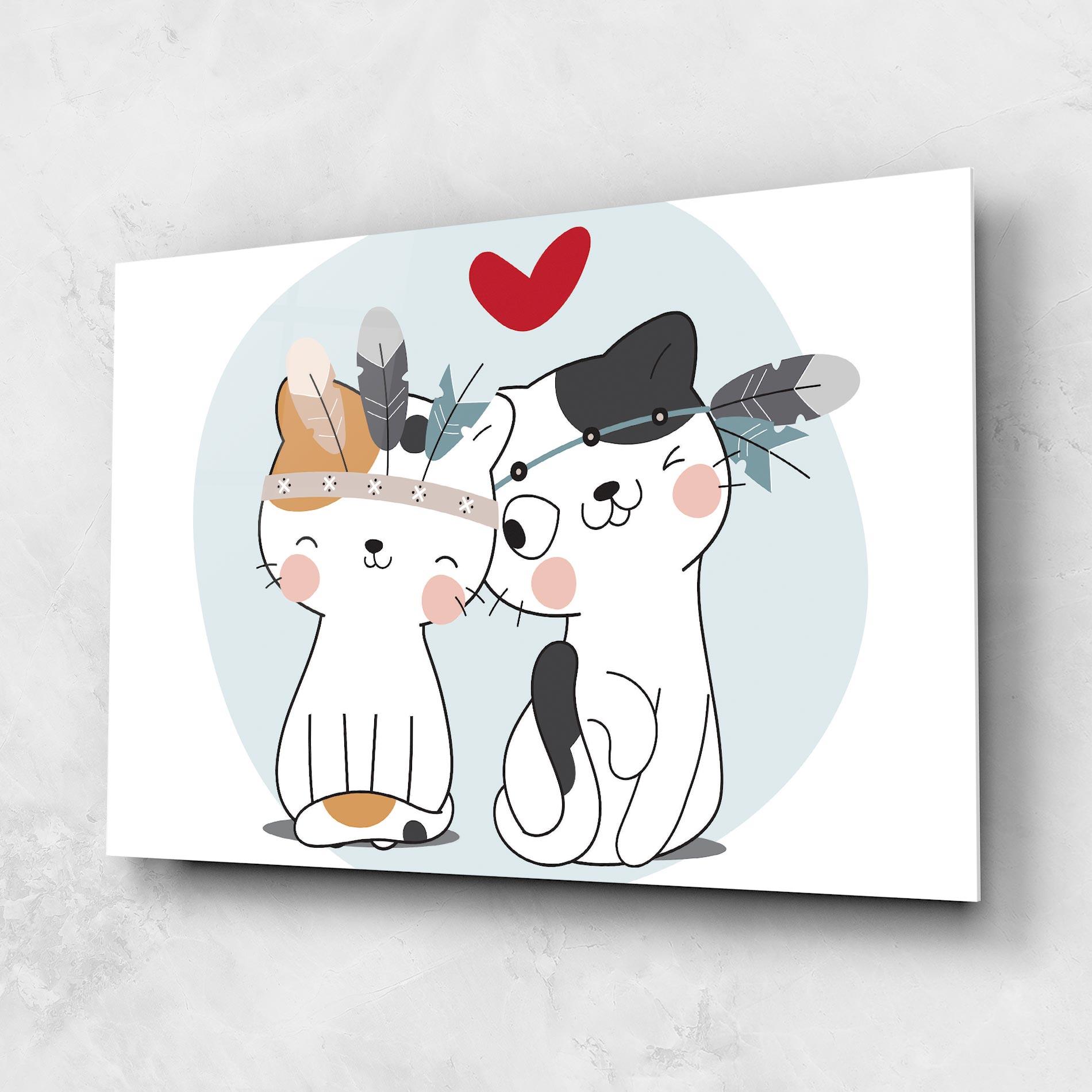 Стъклена картина Bff Cats mockup 1