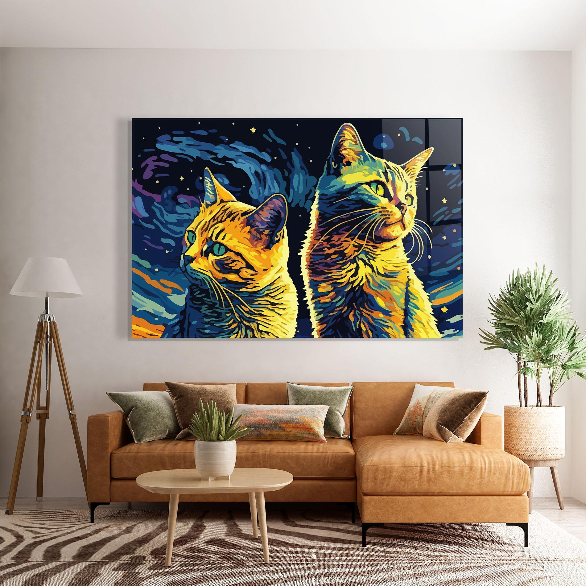 Стъклена картина Cat Painting mockup 7