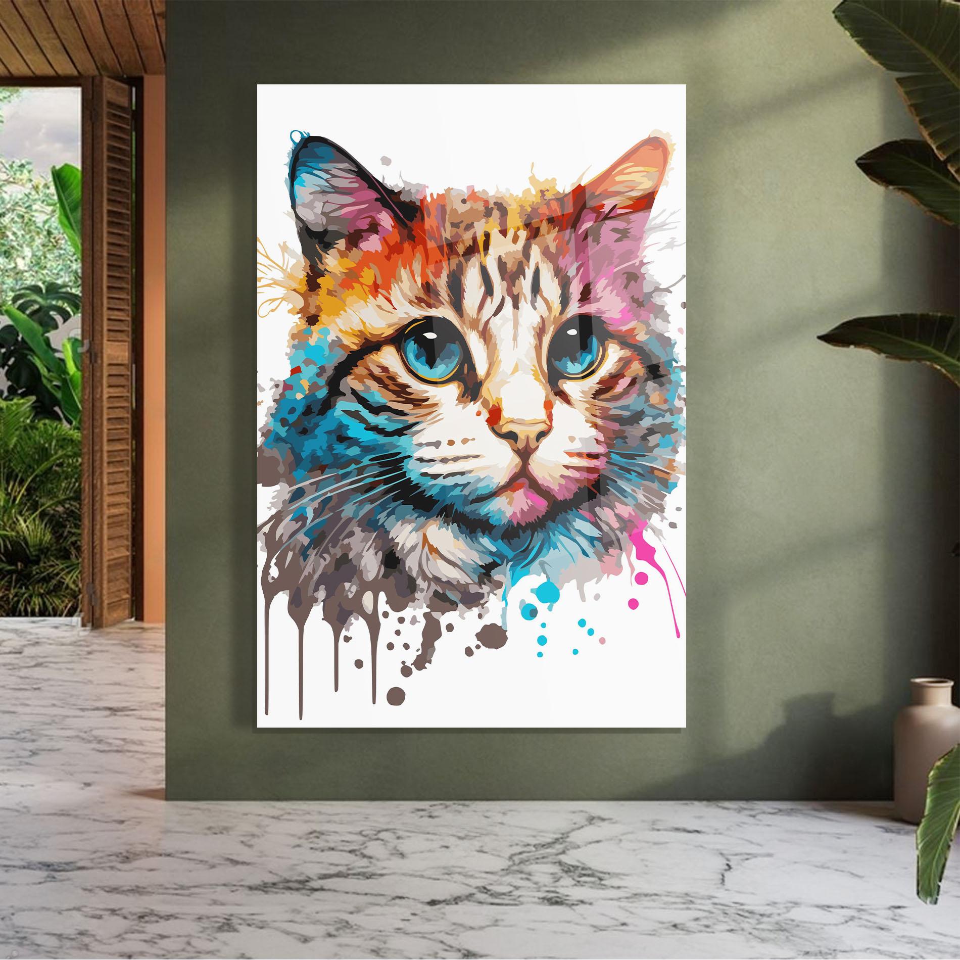 Стъклена картина Blue Eyes Cat mockup 7