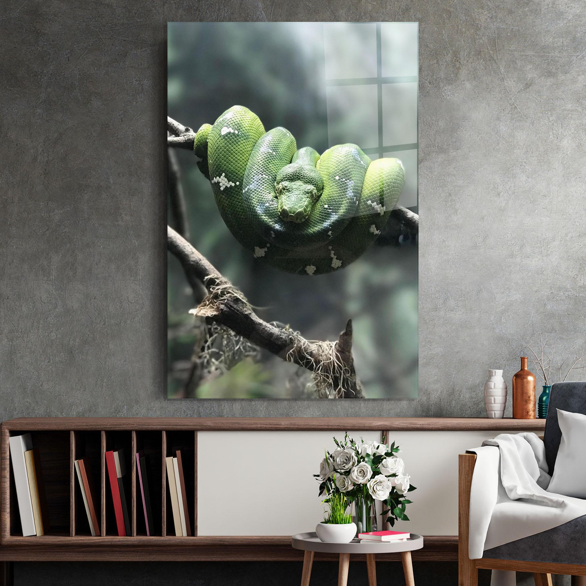 Стъклена картина Sleepy Snake mockup 2