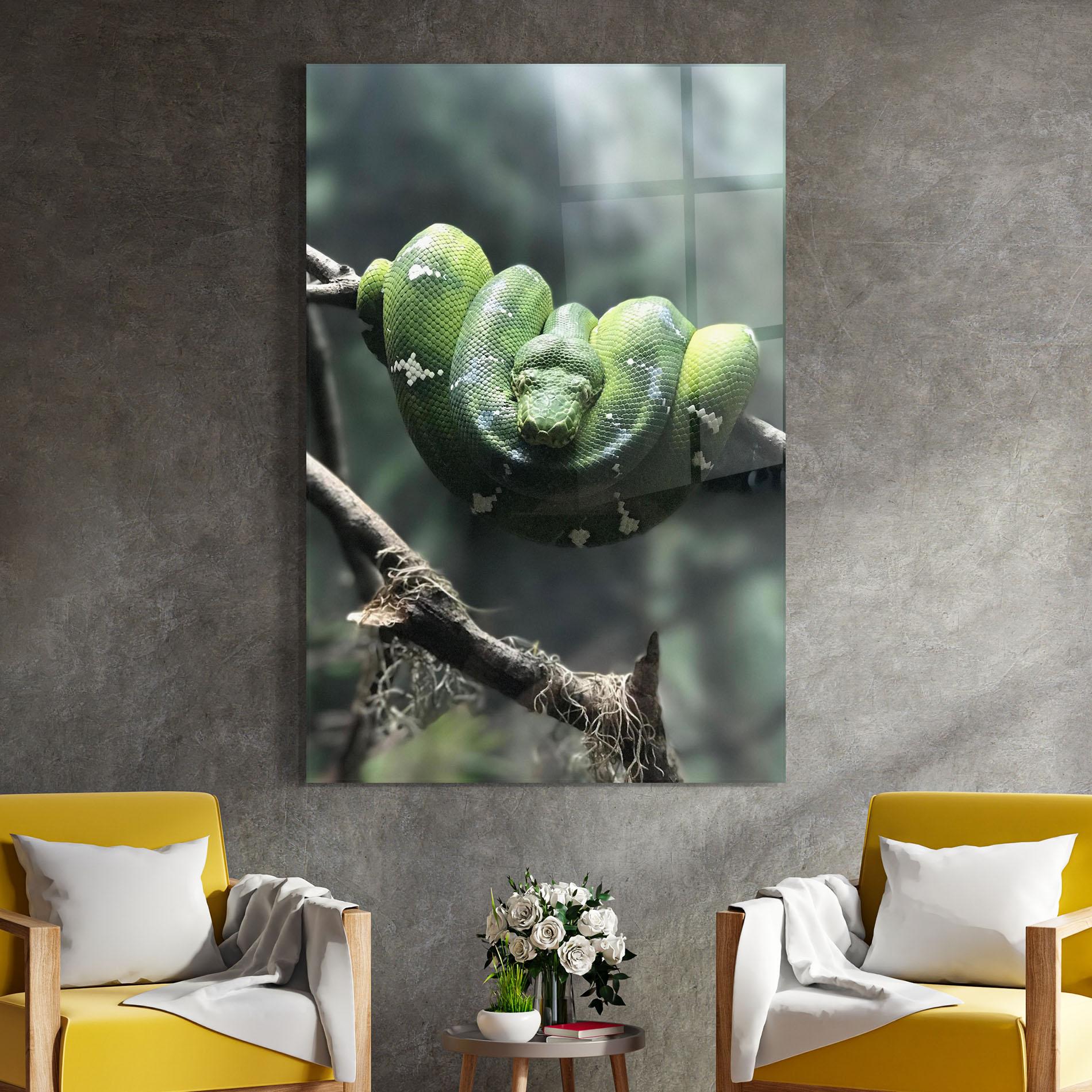 Стъклена картина Sleepy Snake mockup 4