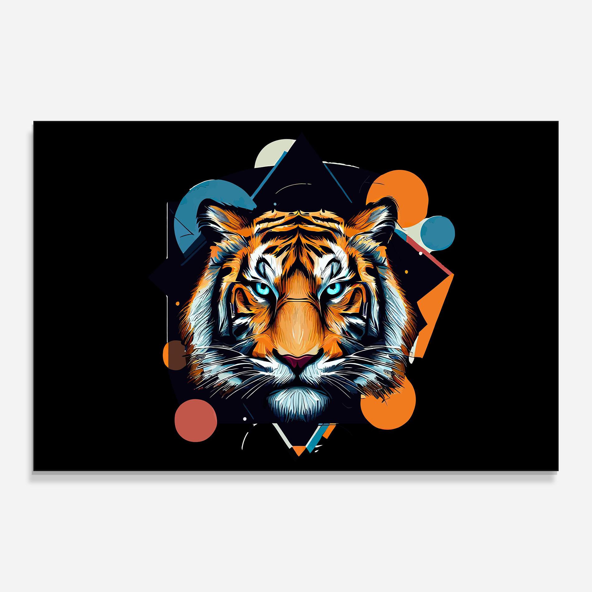 Стъклена картина Geometric Tiger mockup 0