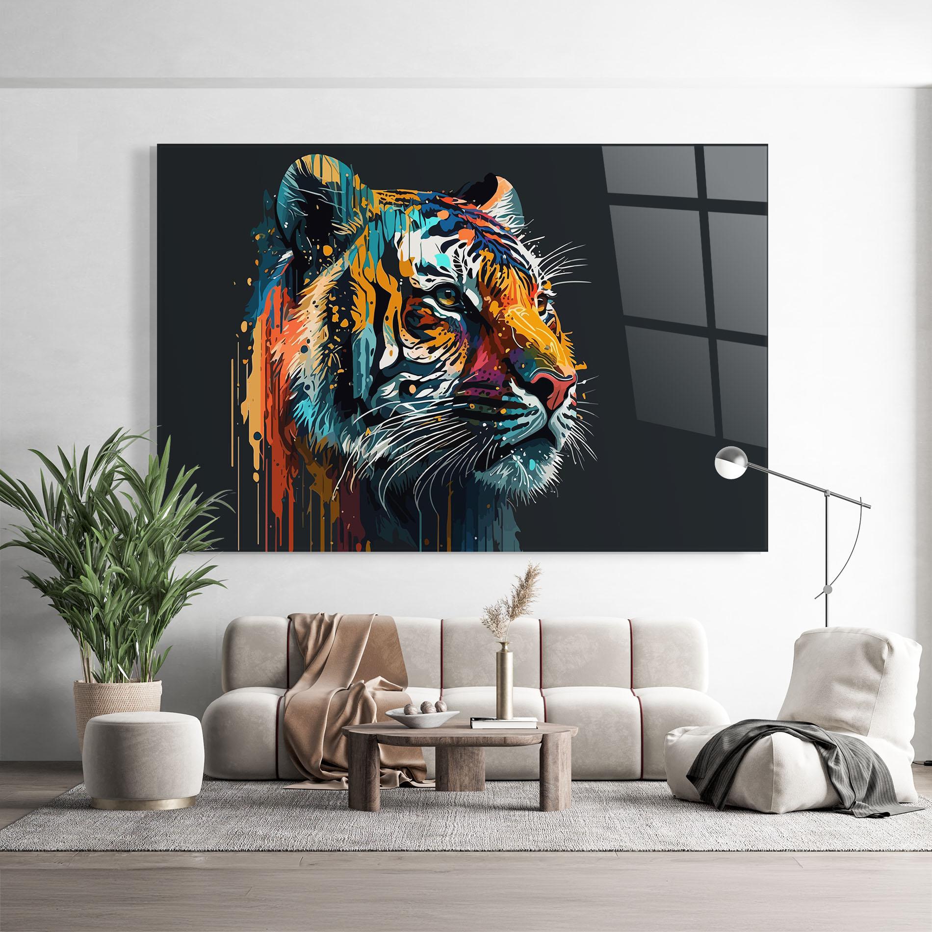 Стъклена картина Color Mix Tiger mockup 9