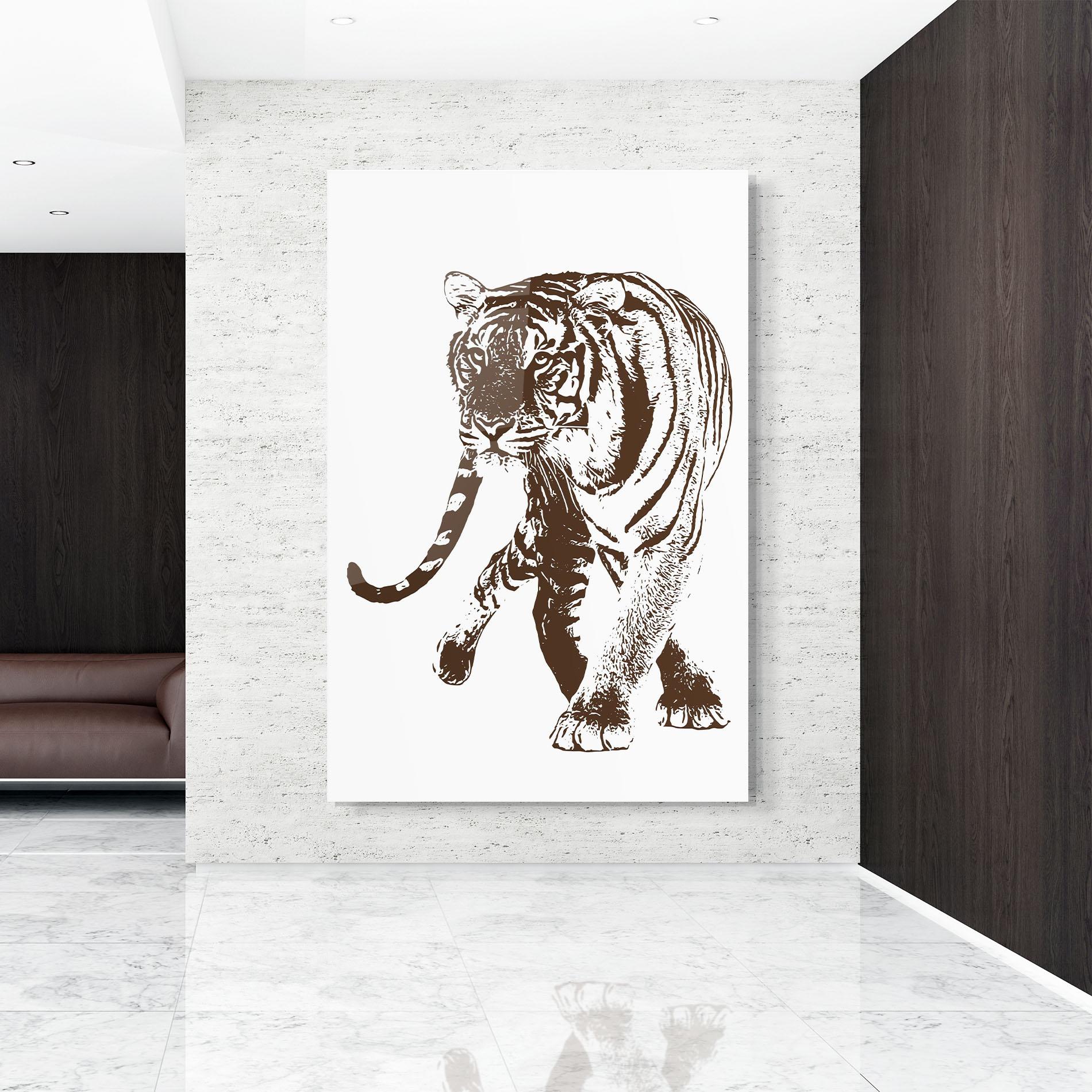 Стъклена картина Brown Line Tiger mockup 9