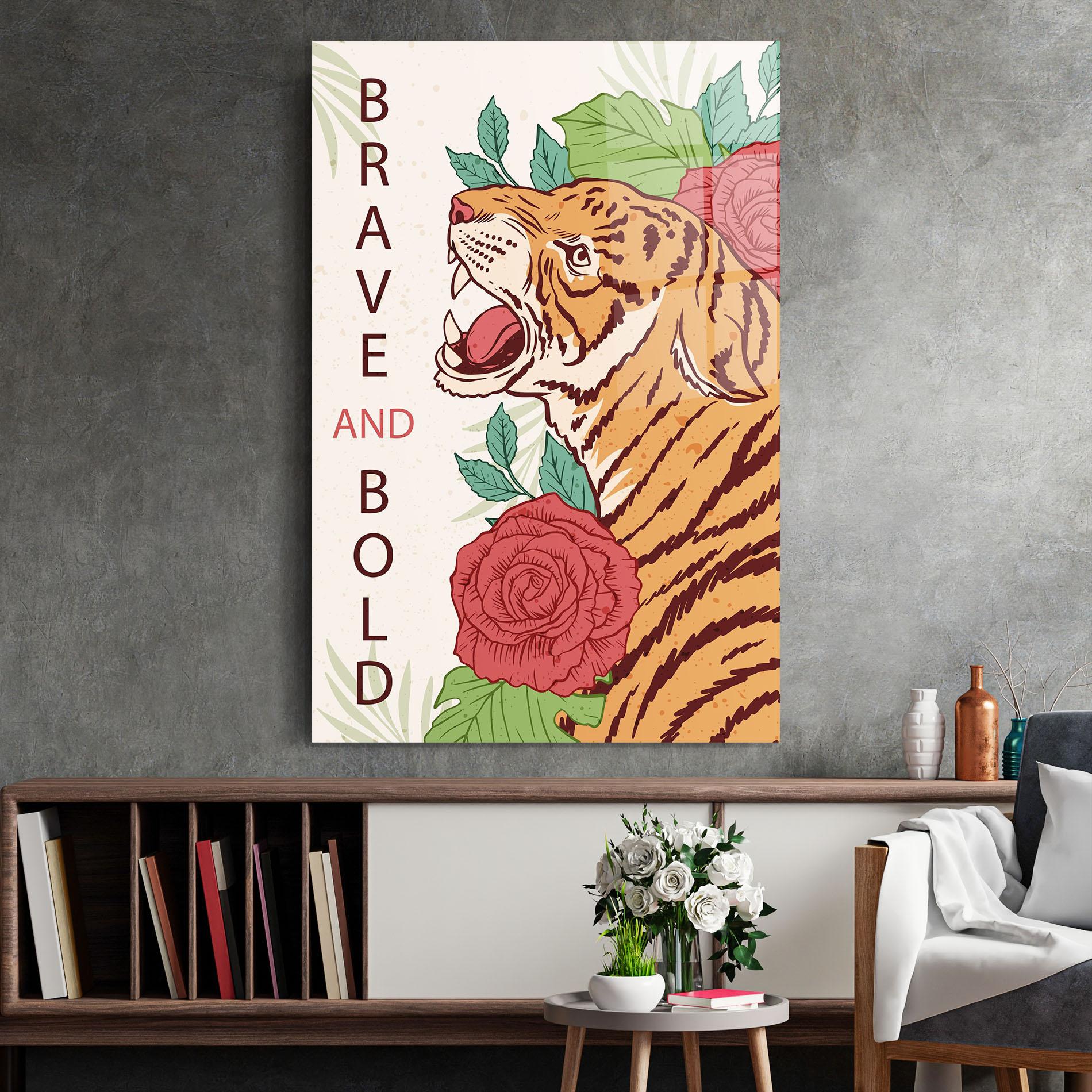 Стъклена картина Brave Tiger mockup 2