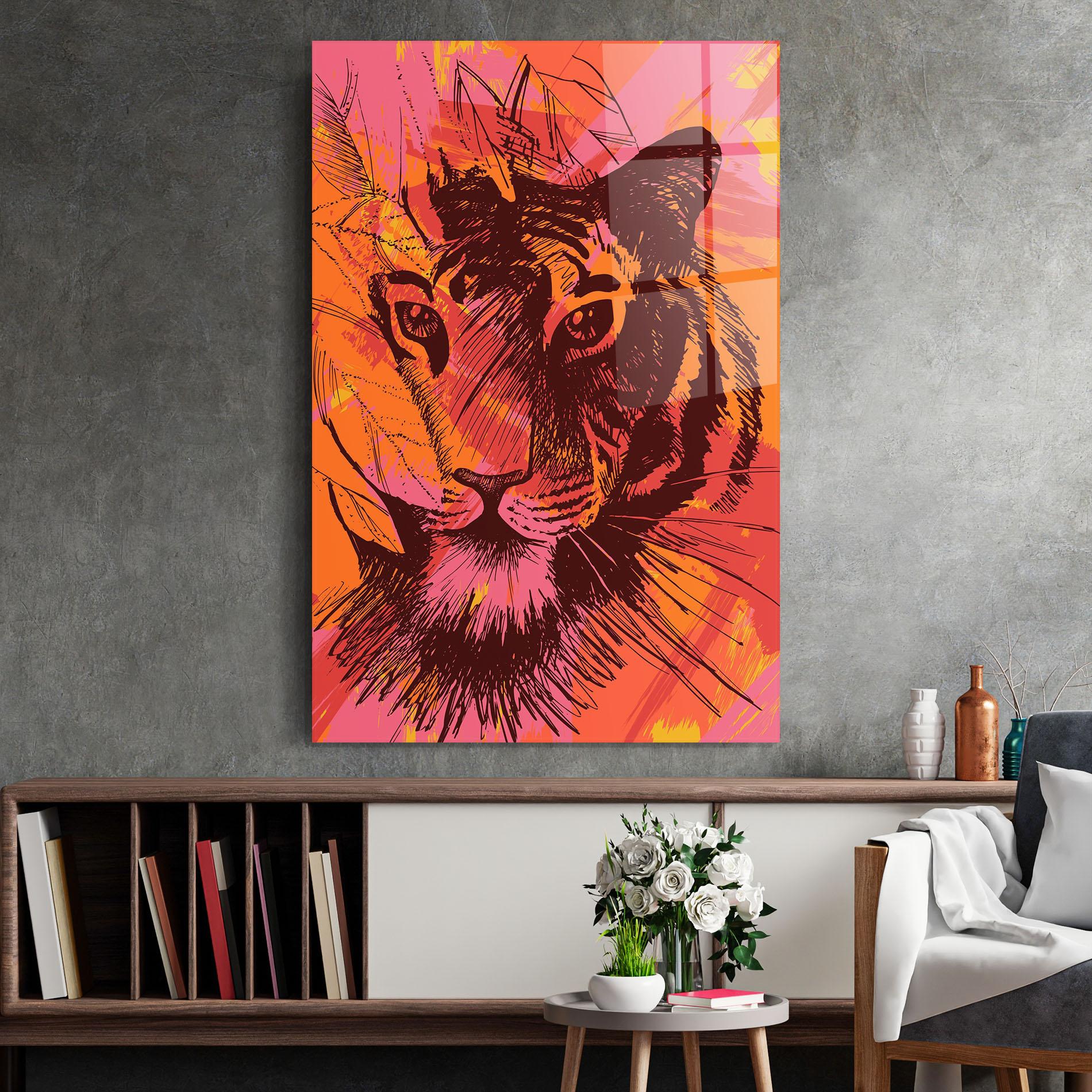 Стъклена картина Orange Red Tiger mockup 2