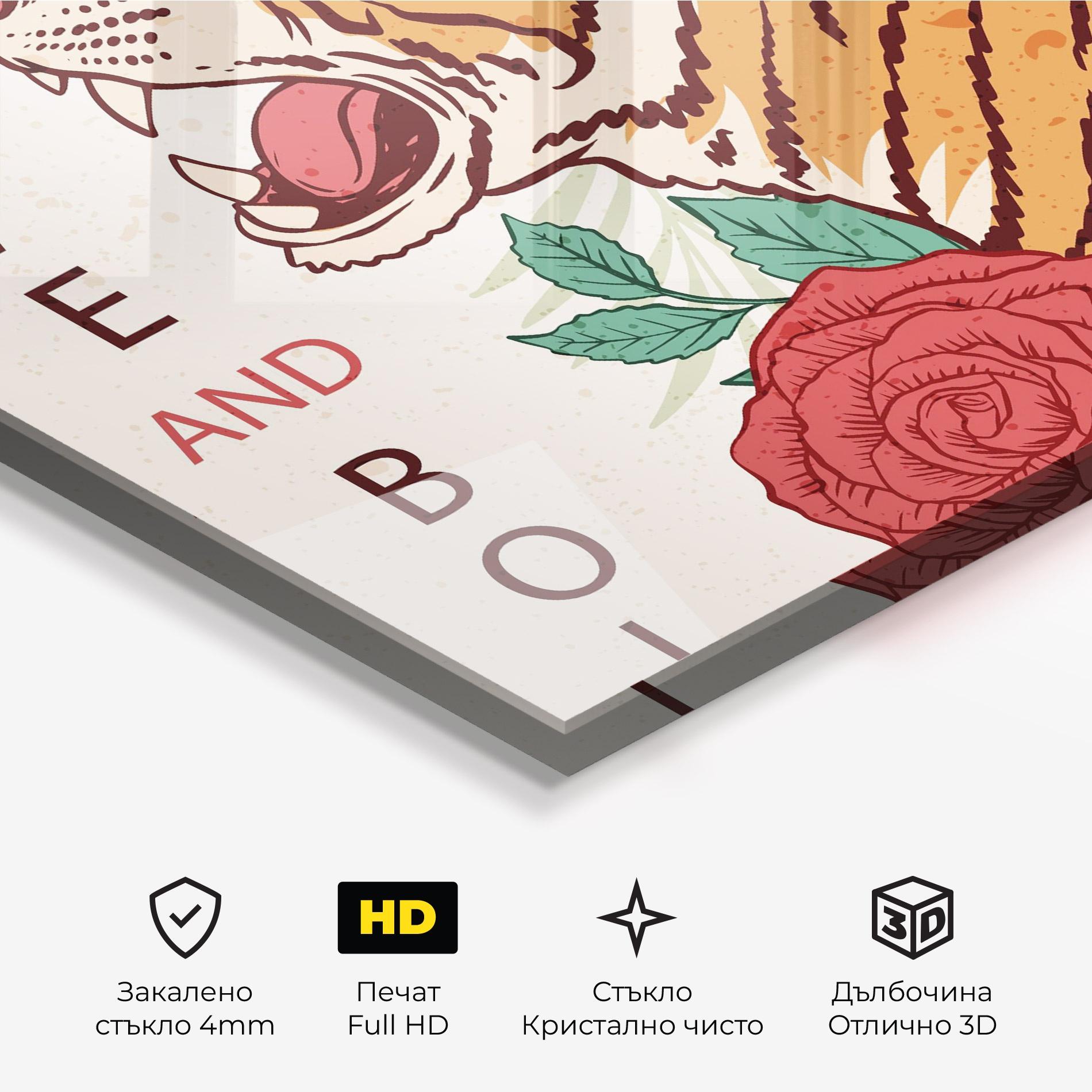 Стъклена картина Brave Tiger mockup 3