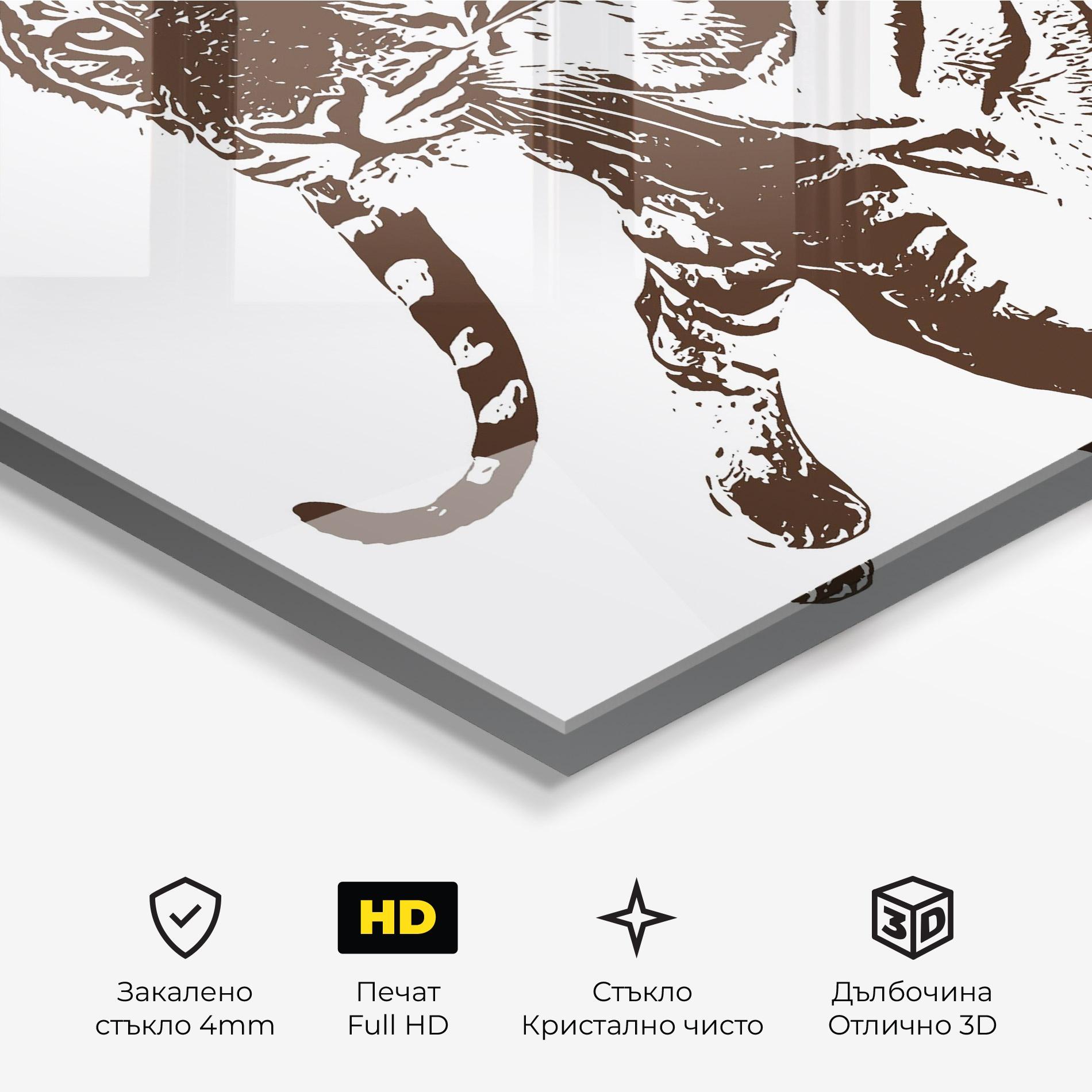 Стъклена картина Brown Line Tiger mockup 3