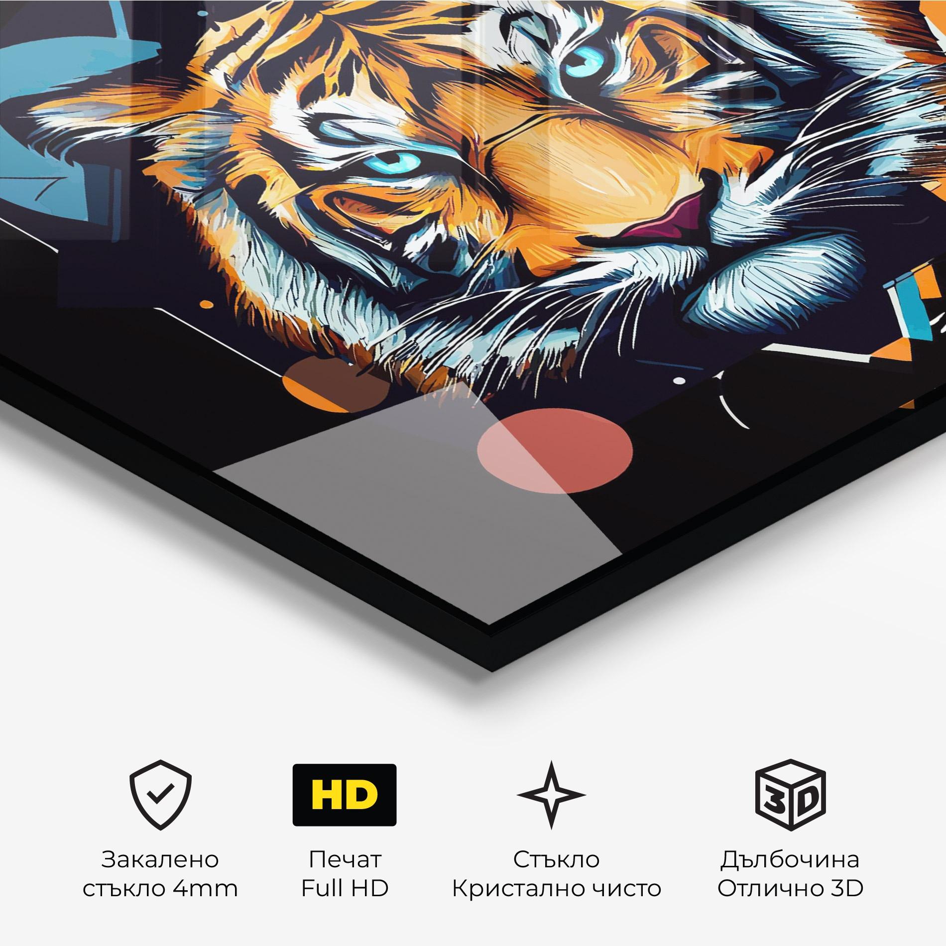 Стъклена картина Geometric Tiger mockup 3