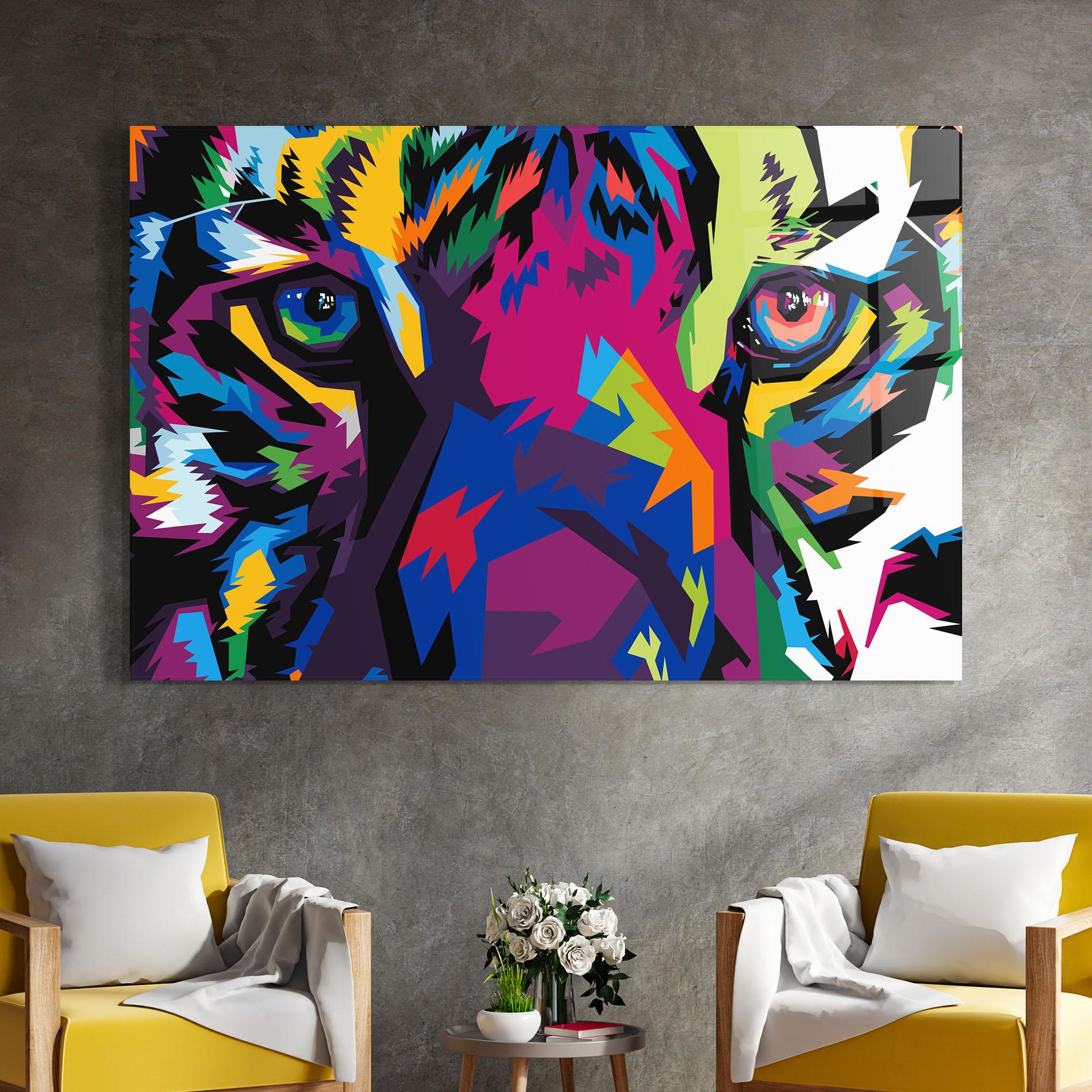 Стъклена картина Colourul Tiger Eyes mockup 4