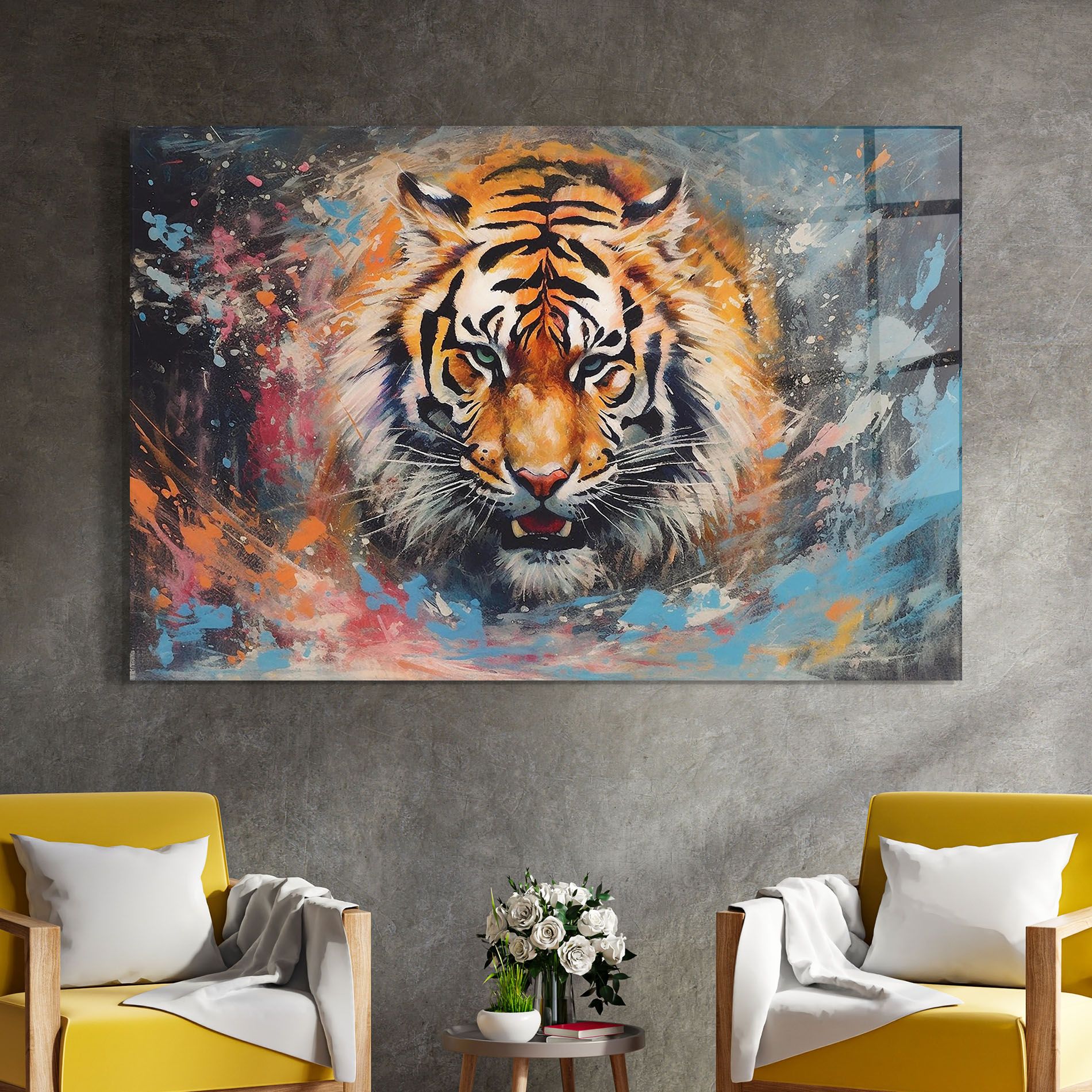 Orange Tiger Painting mockup 4