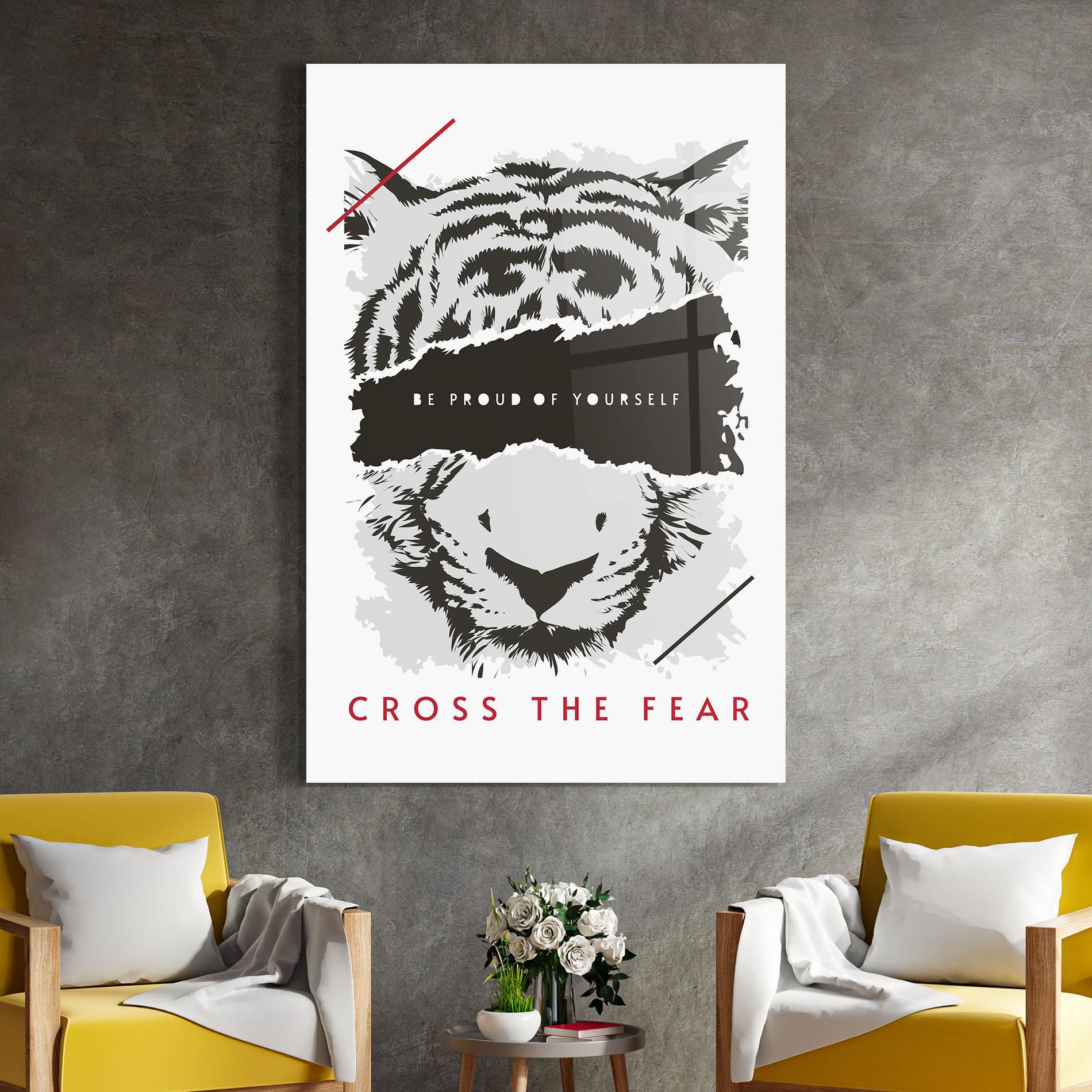 Стъклена картина Cross The Fear mockup 4