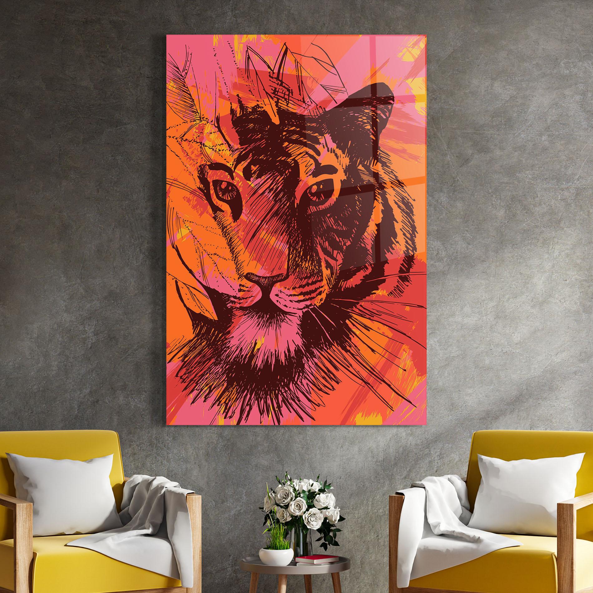 Стъклена картина Orange Red Tiger mockup 4