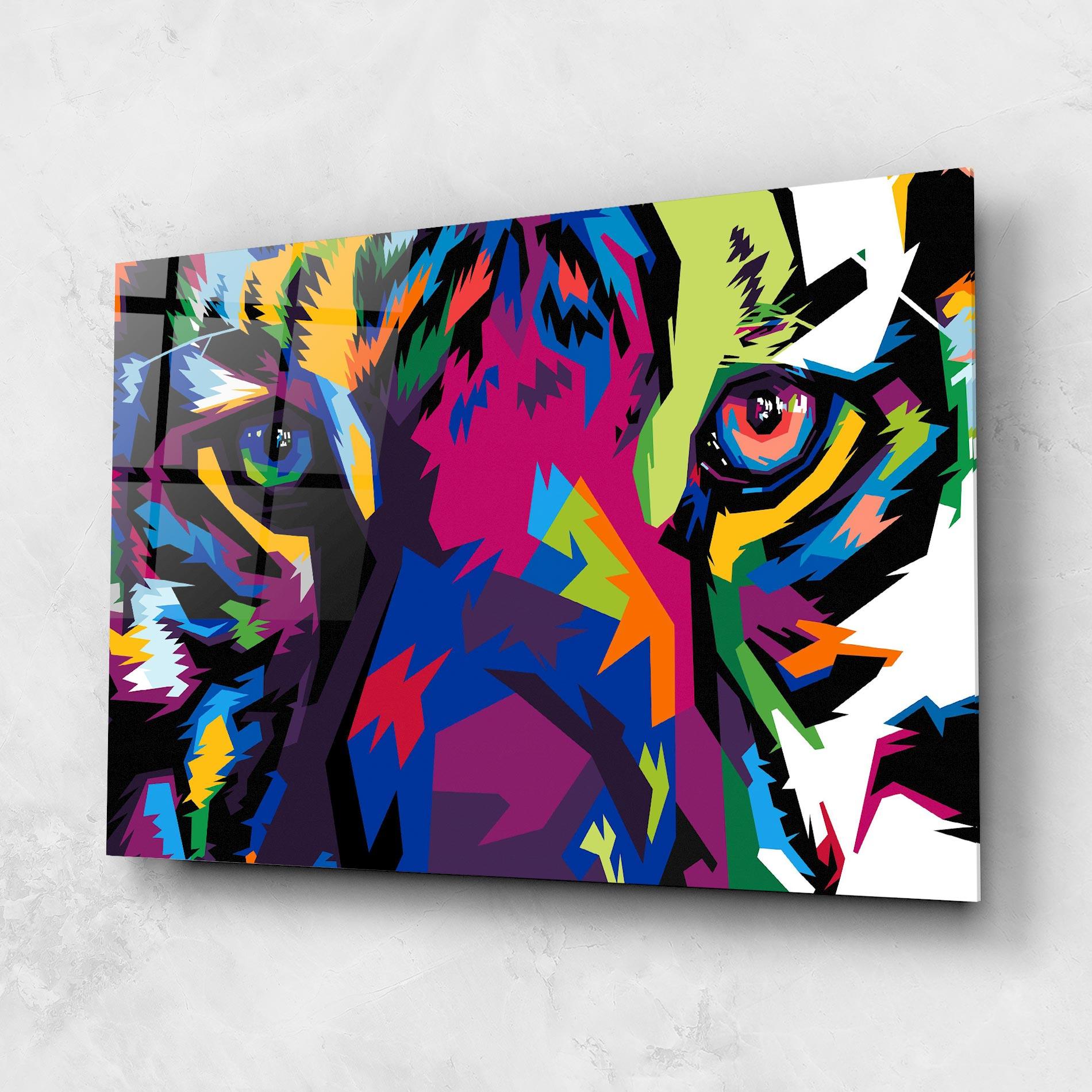 Стъклена картина Colourul Tiger Eyes mockup 1