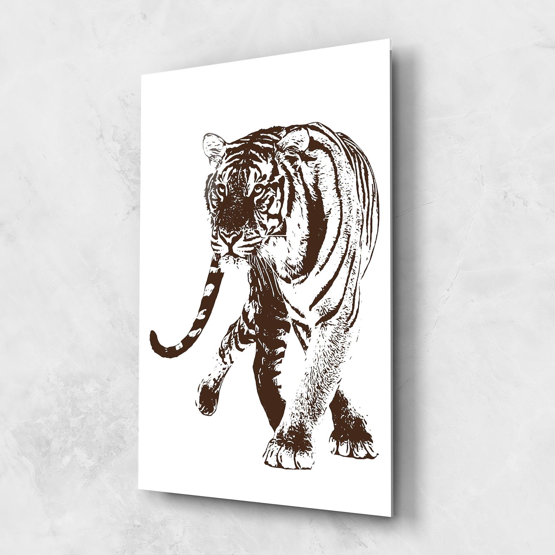 Стъклена картина Brown Line Tiger mockup 1