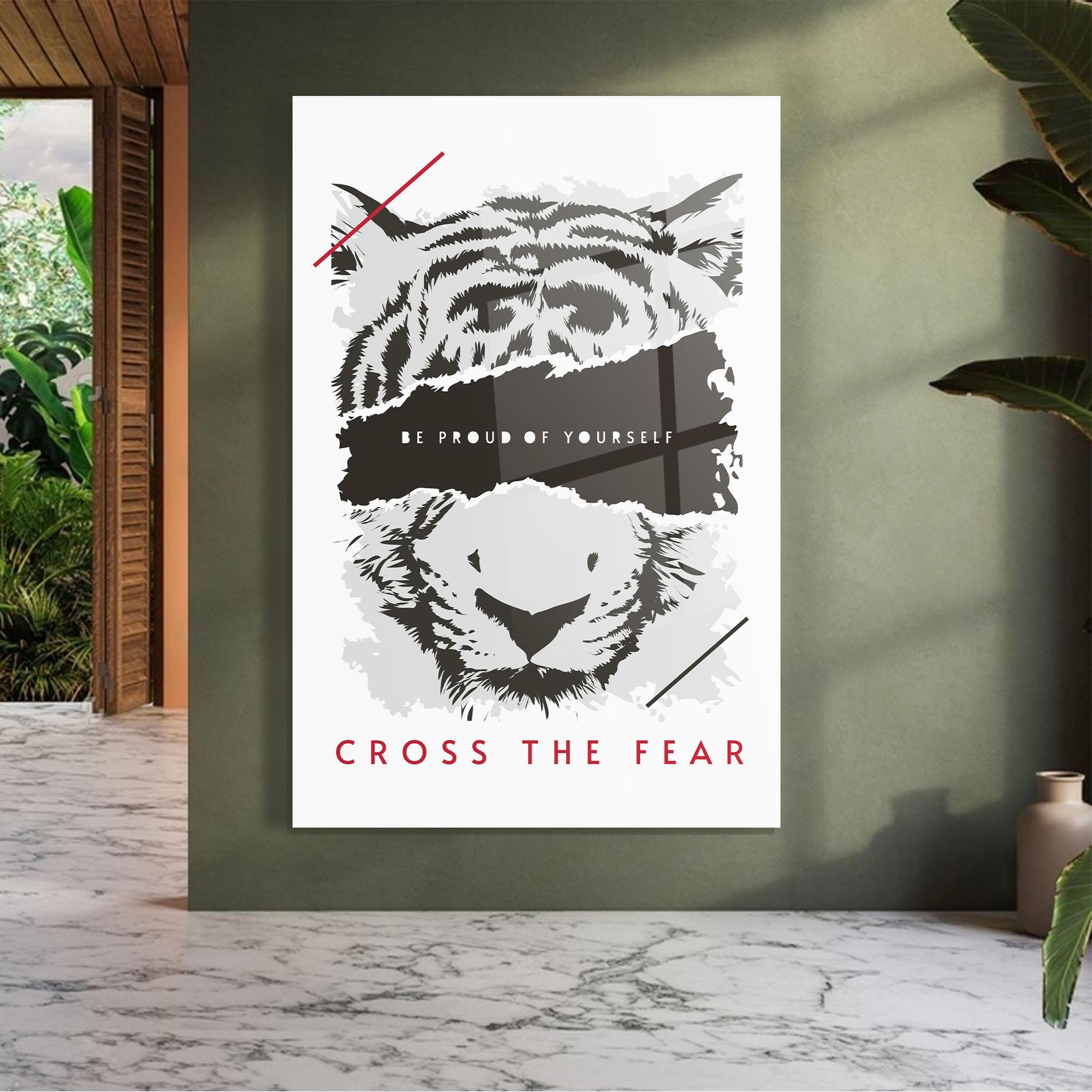 Стъклена картина Cross The Fear mockup 7