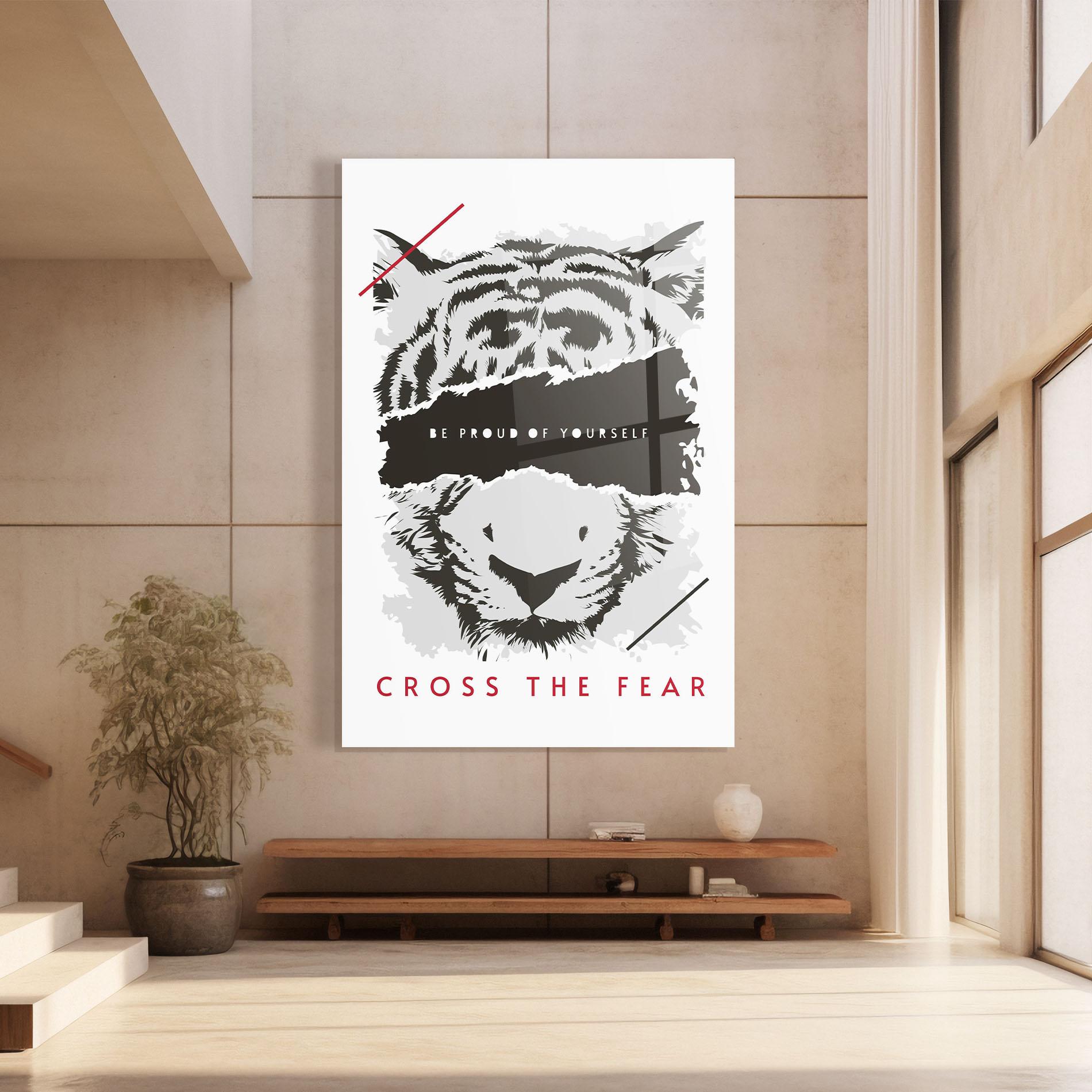 Стъклена картина Cross The Fear mockup 8