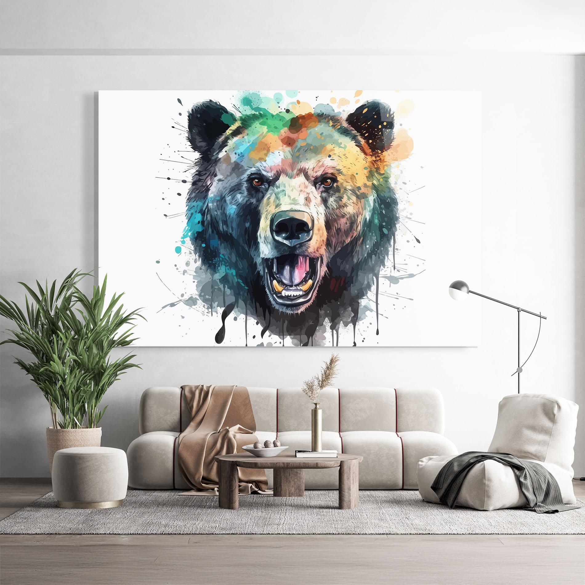 Стъклена картина Artistic Bear Head mockup 9