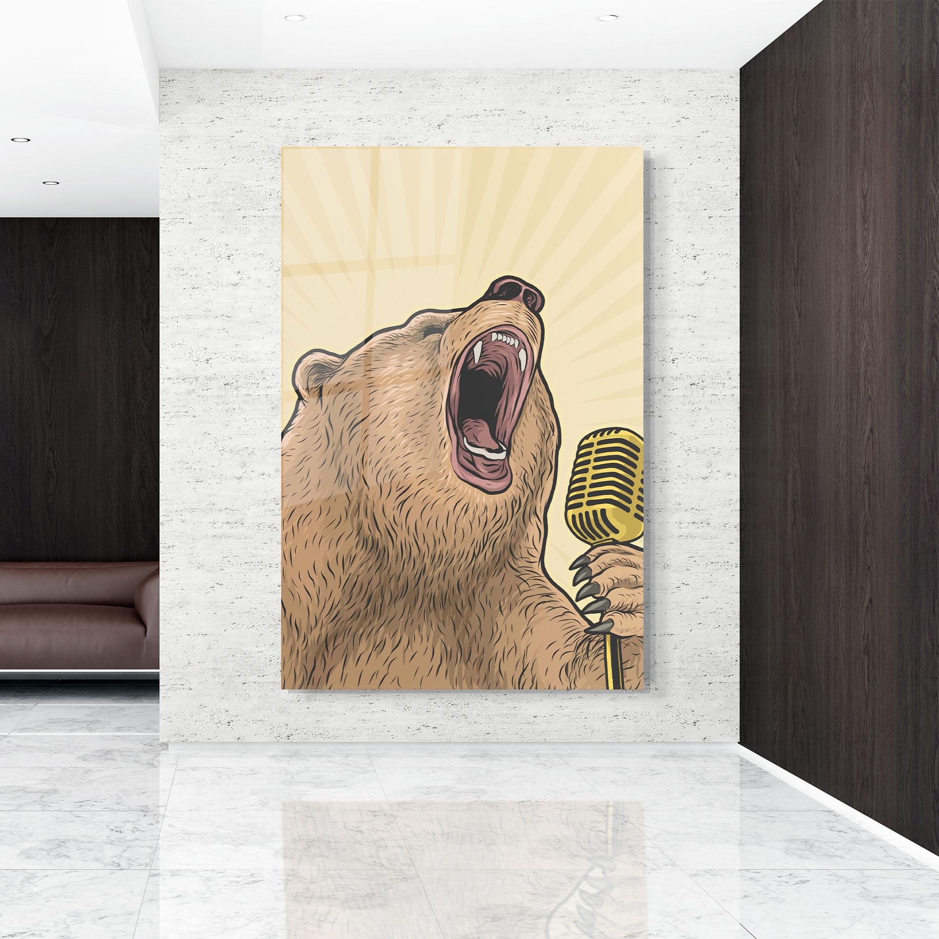 Стъклена картина Bear Singing mockup 9