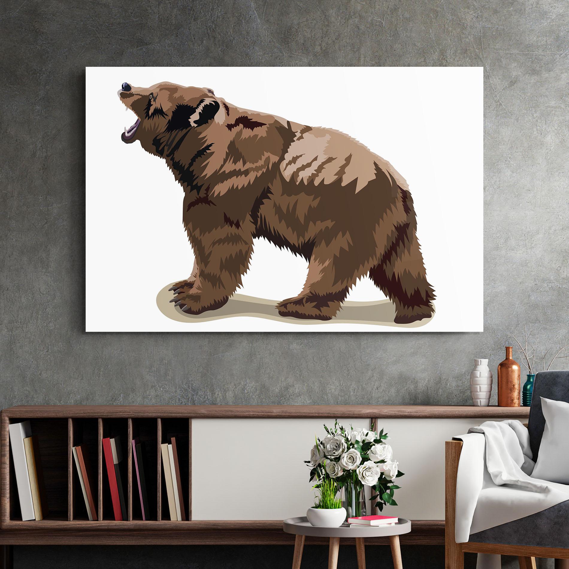 Стъклена картина Angry Walking Bear mockup 2