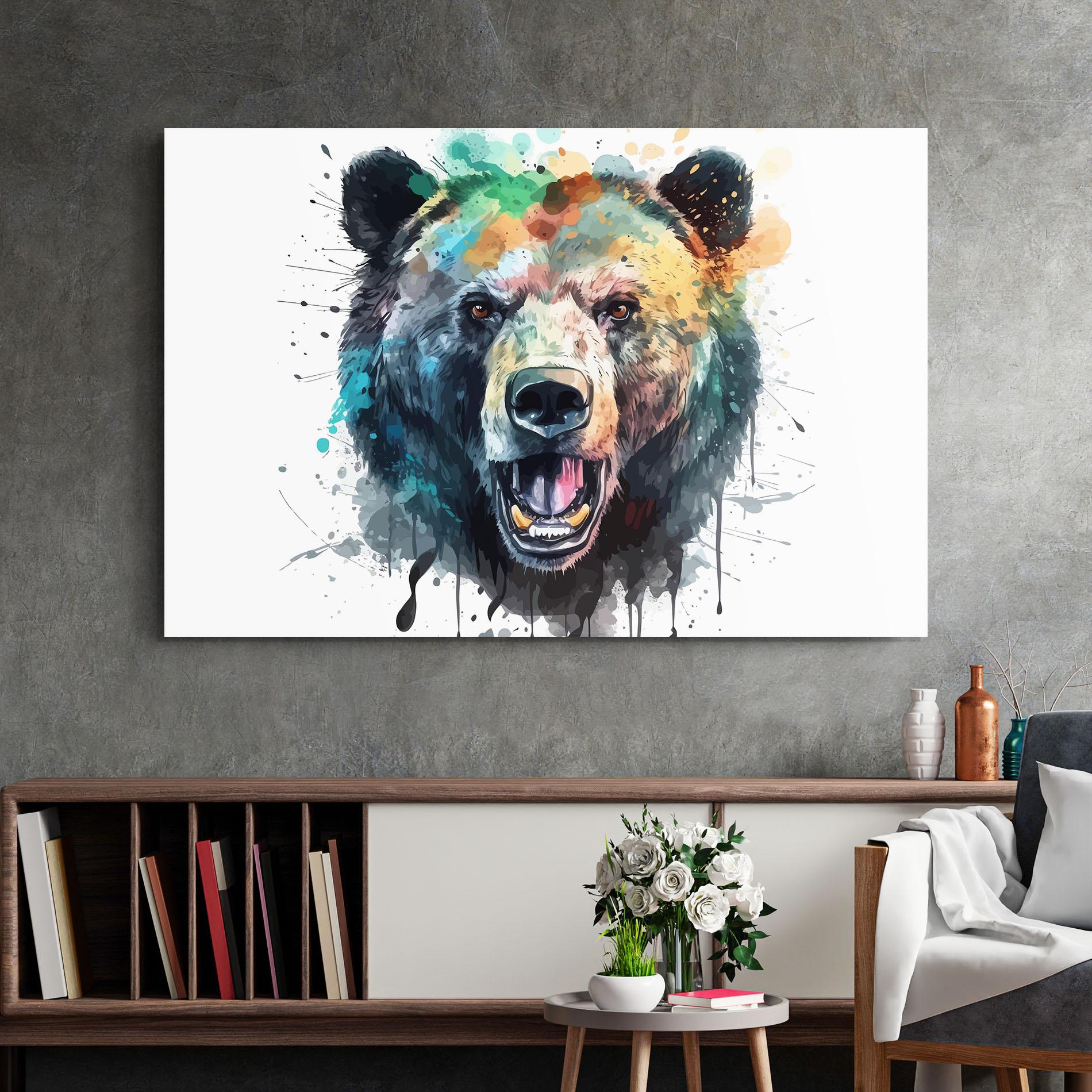 Стъклена картина Artistic Bear Head mockup 2