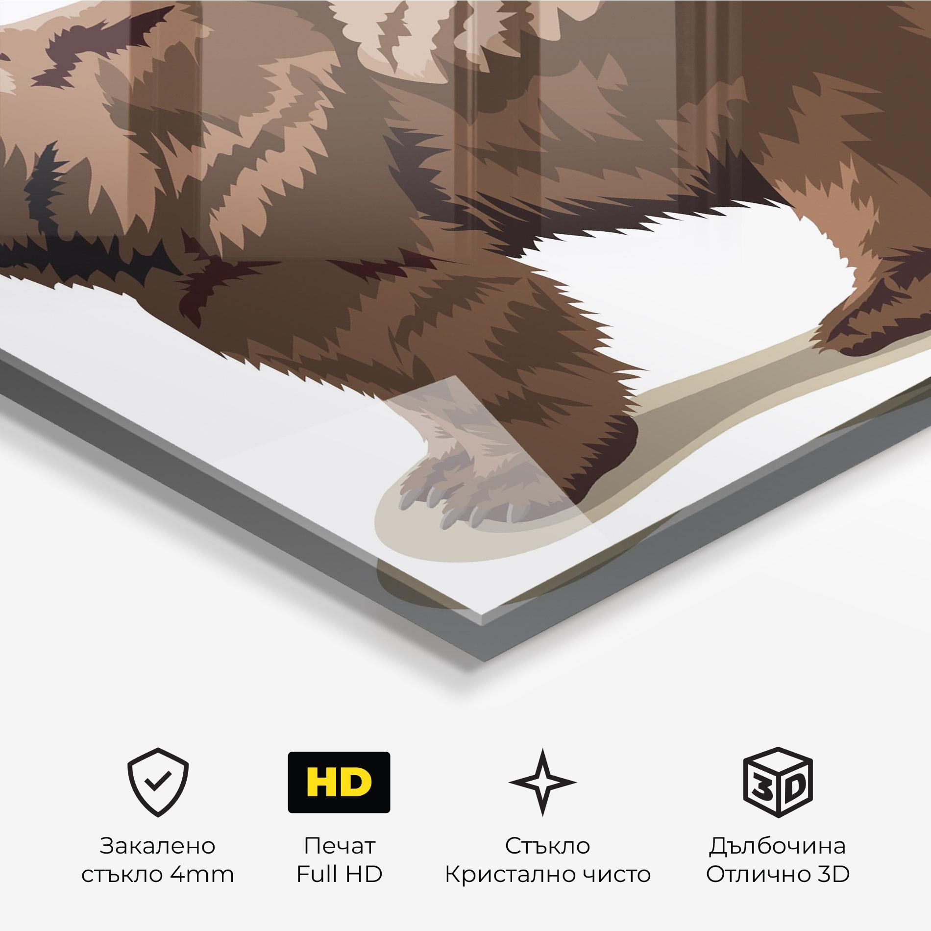 Стъклена картина Angry Walking Bear mockup 3