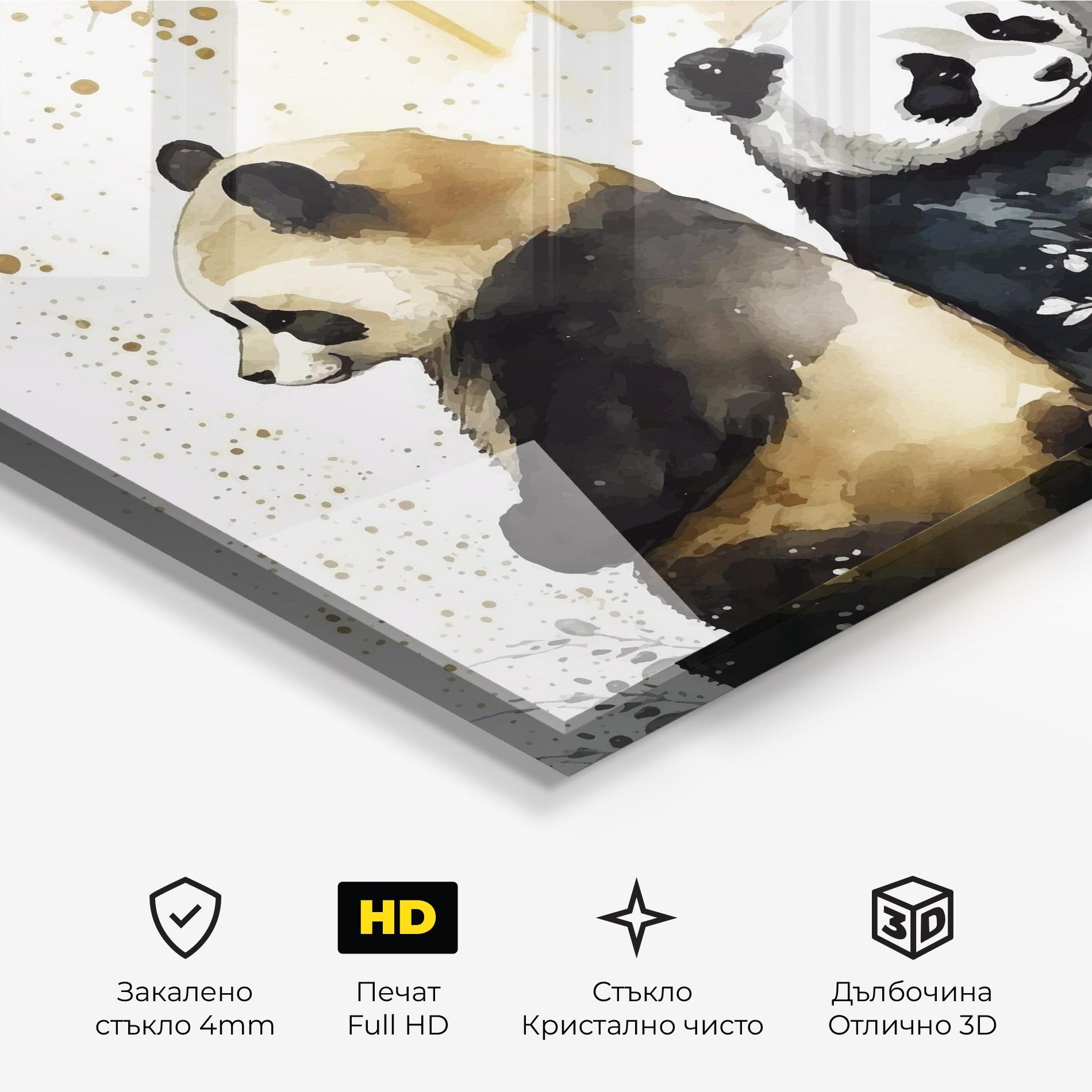 Стъклена картина Gold Panda Art mockup 3