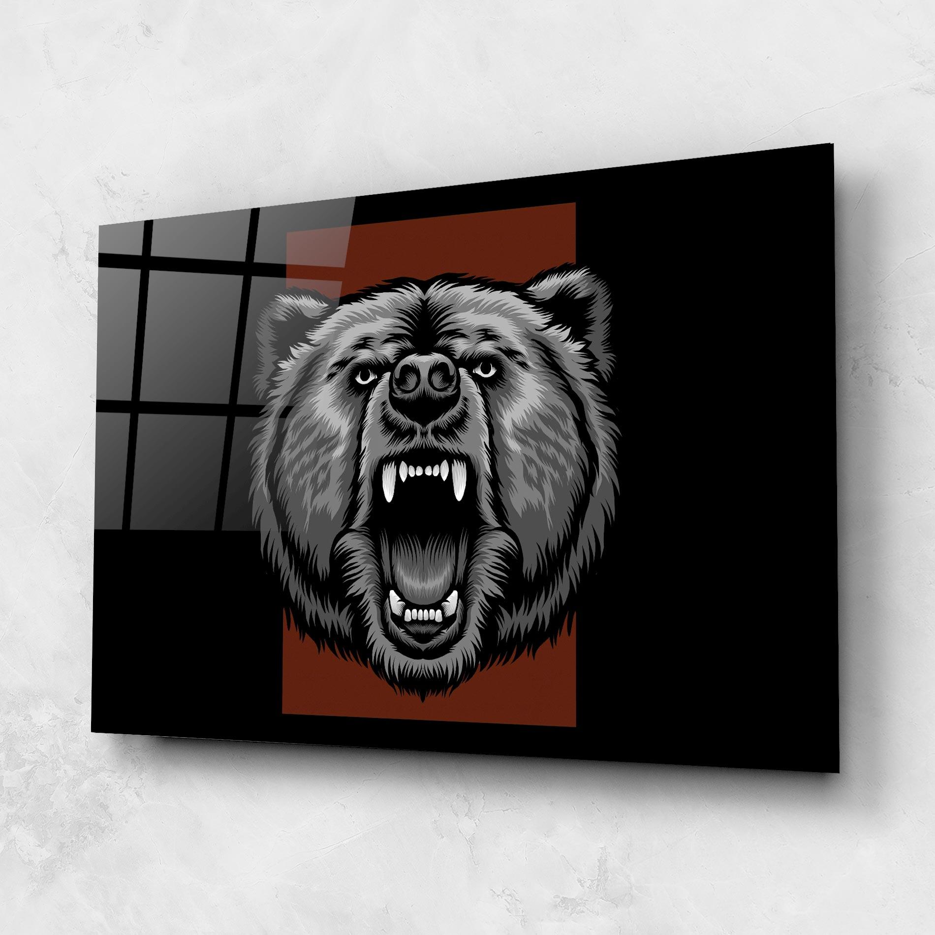 Стъклена картина Grey Bear Head mockup 1