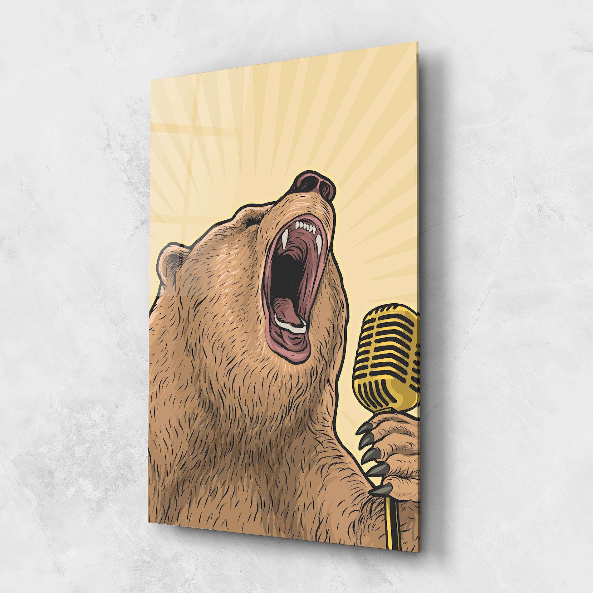 Стъклена картина Bear Singing mockup 1