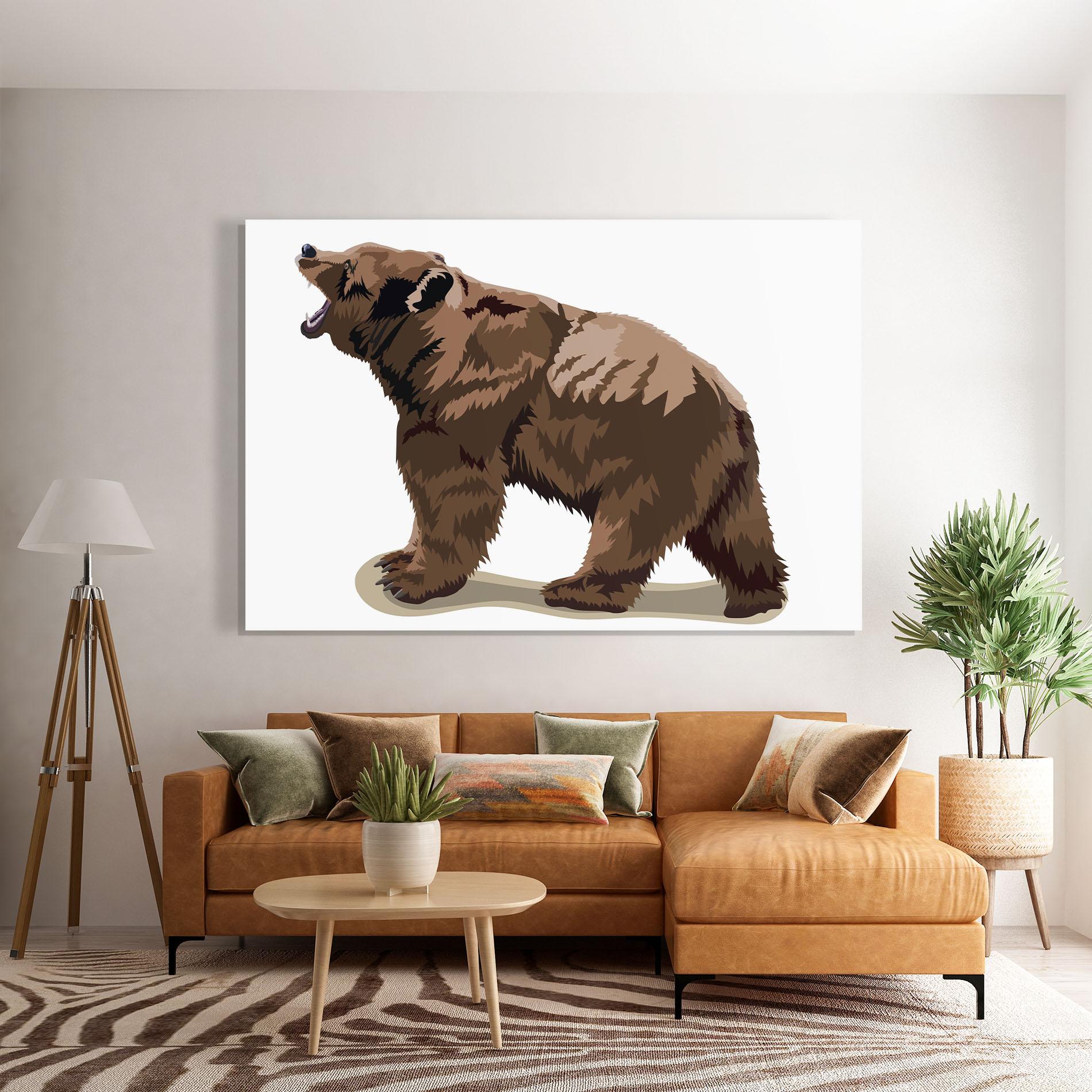 Стъклена картина Angry Walking Bear mockup 7