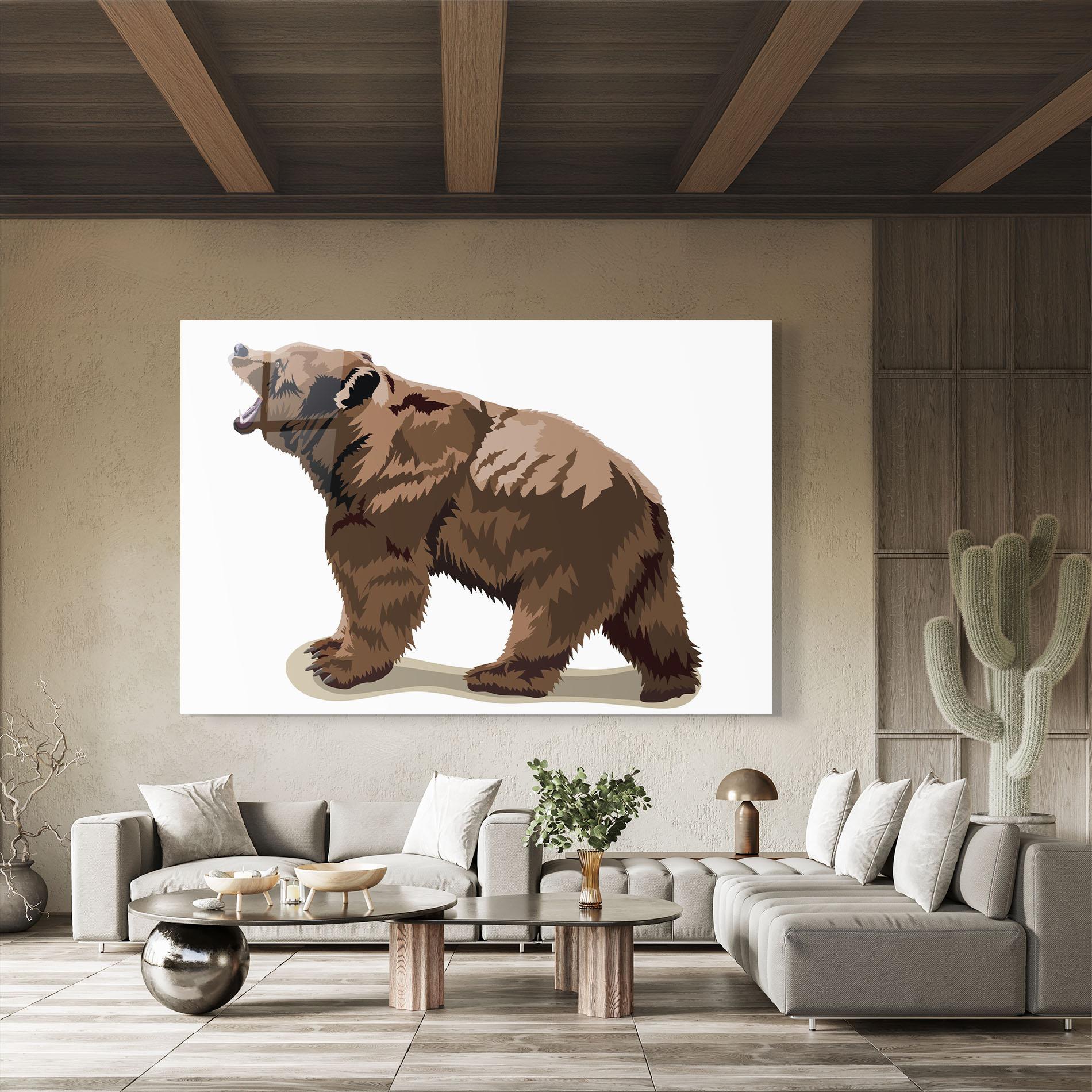 Стъклена картина Angry Walking Bear mockup 8
