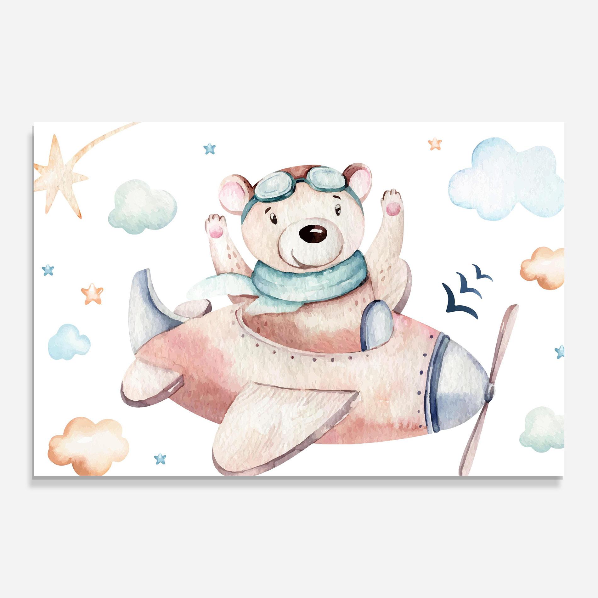 Стъклена картина Bear Flying mockup 0