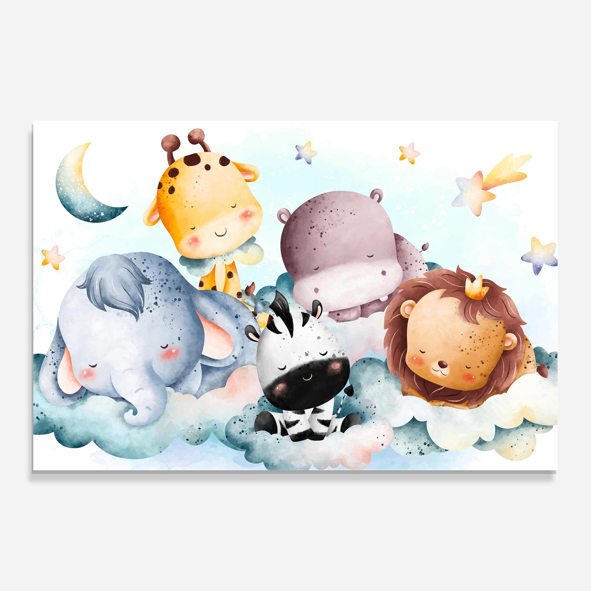 Стъклена картина Sleepy Cute Animals mockup 0