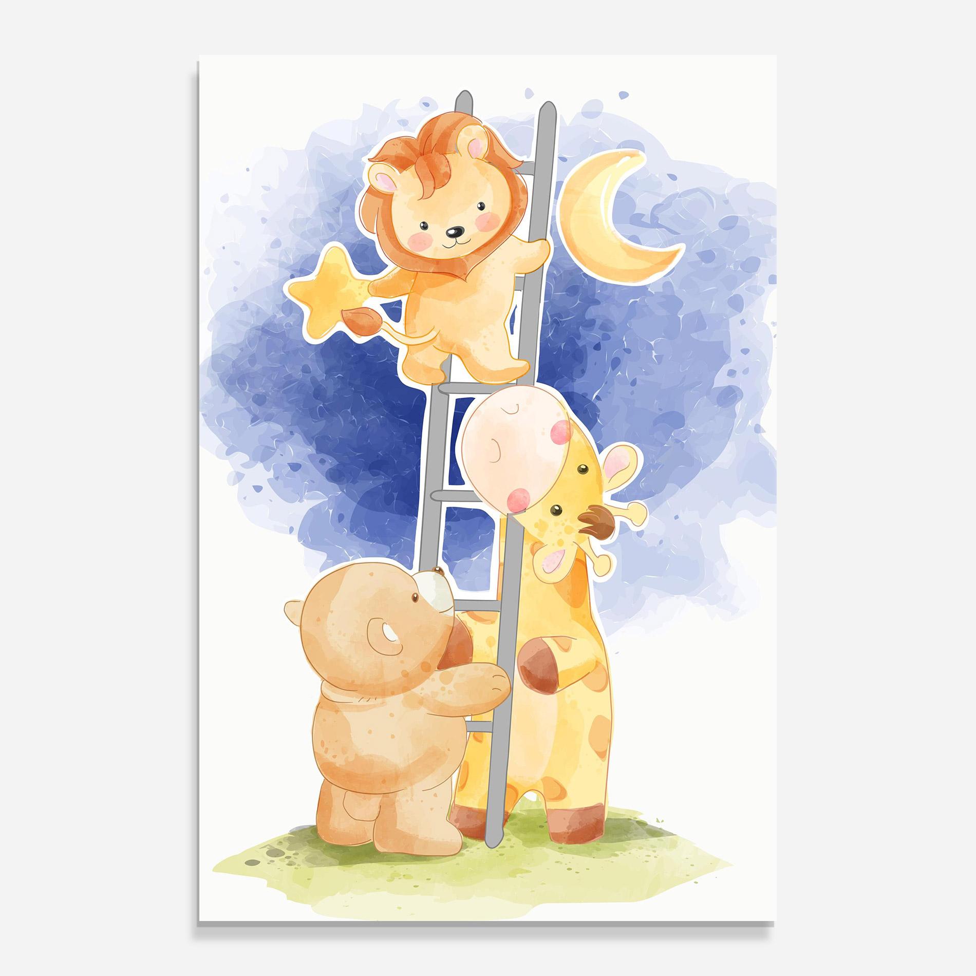 Стъклена картина Lion Moon mockup 0