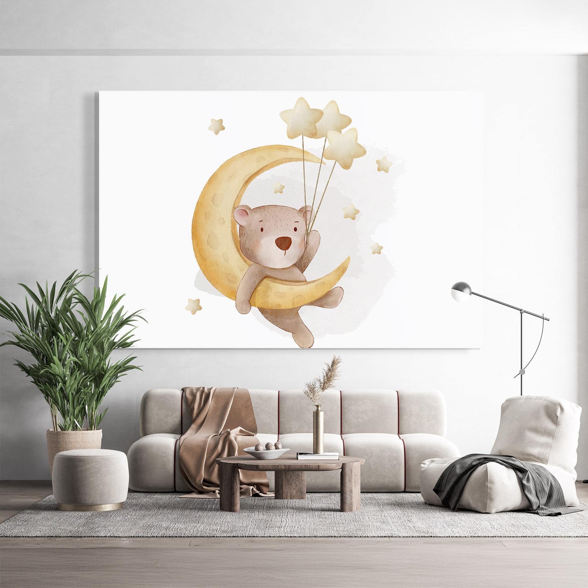 Стъклена картина Bear Moon mockup 9