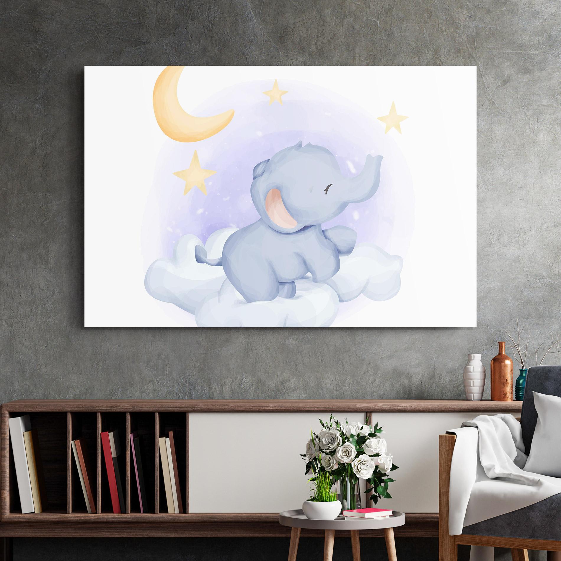 Стъклена картина Elephant Moon mockup 2