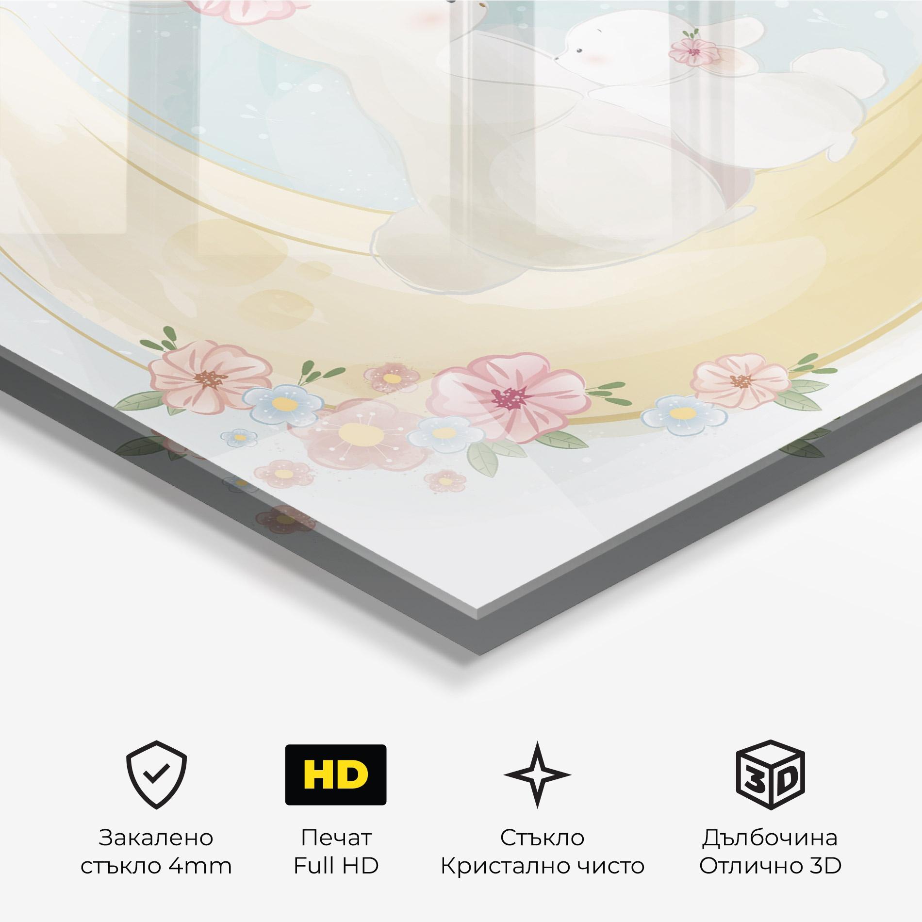 Стъклена картина Bunny Moon mockup 3