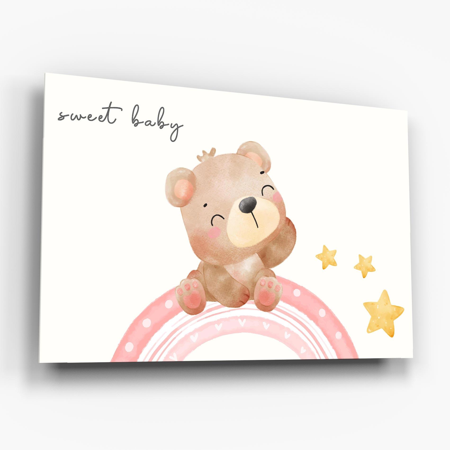 Стъклена картина Sweet Baby Bear mockup 6